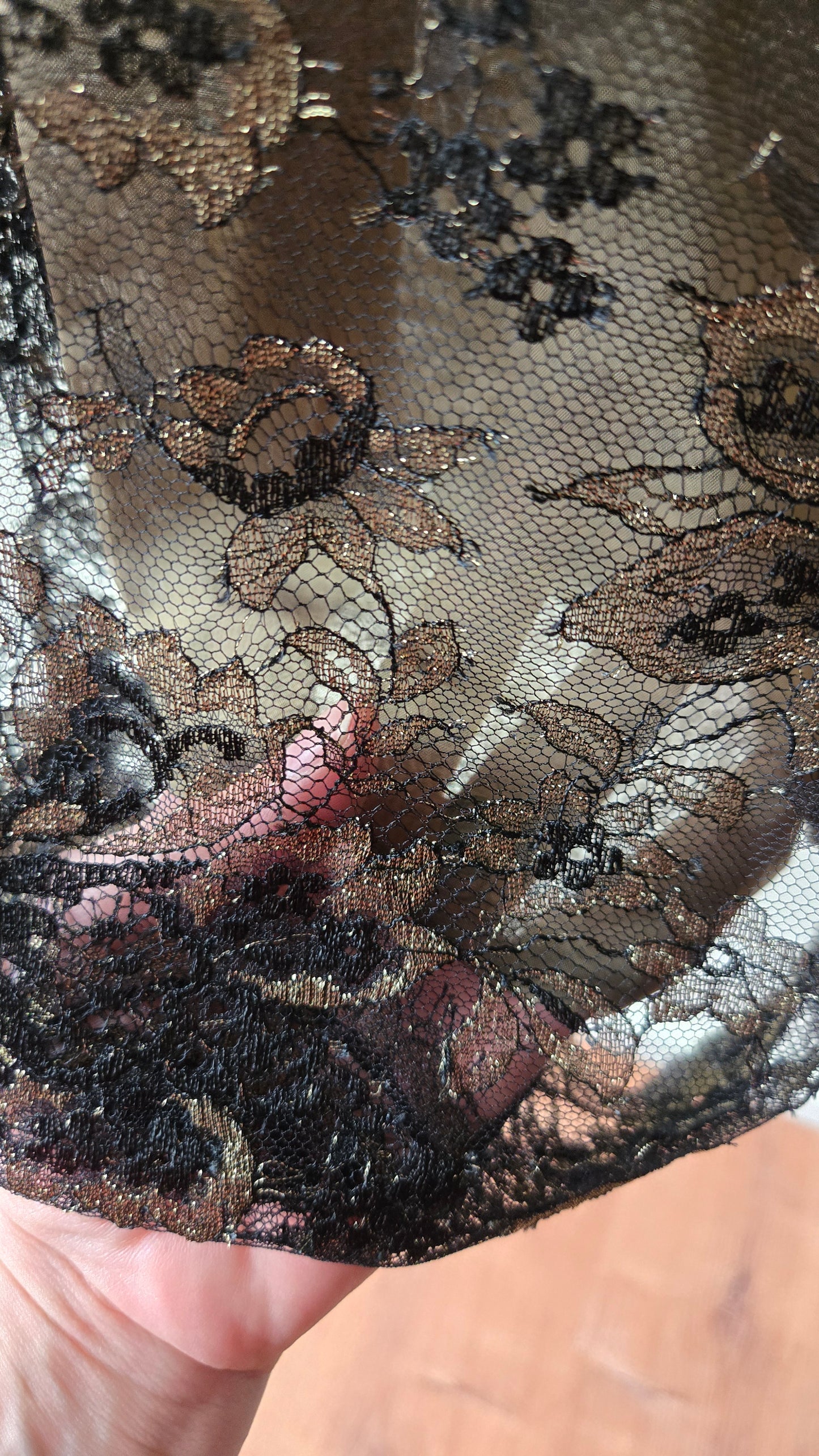 Black & gold silk lace flares