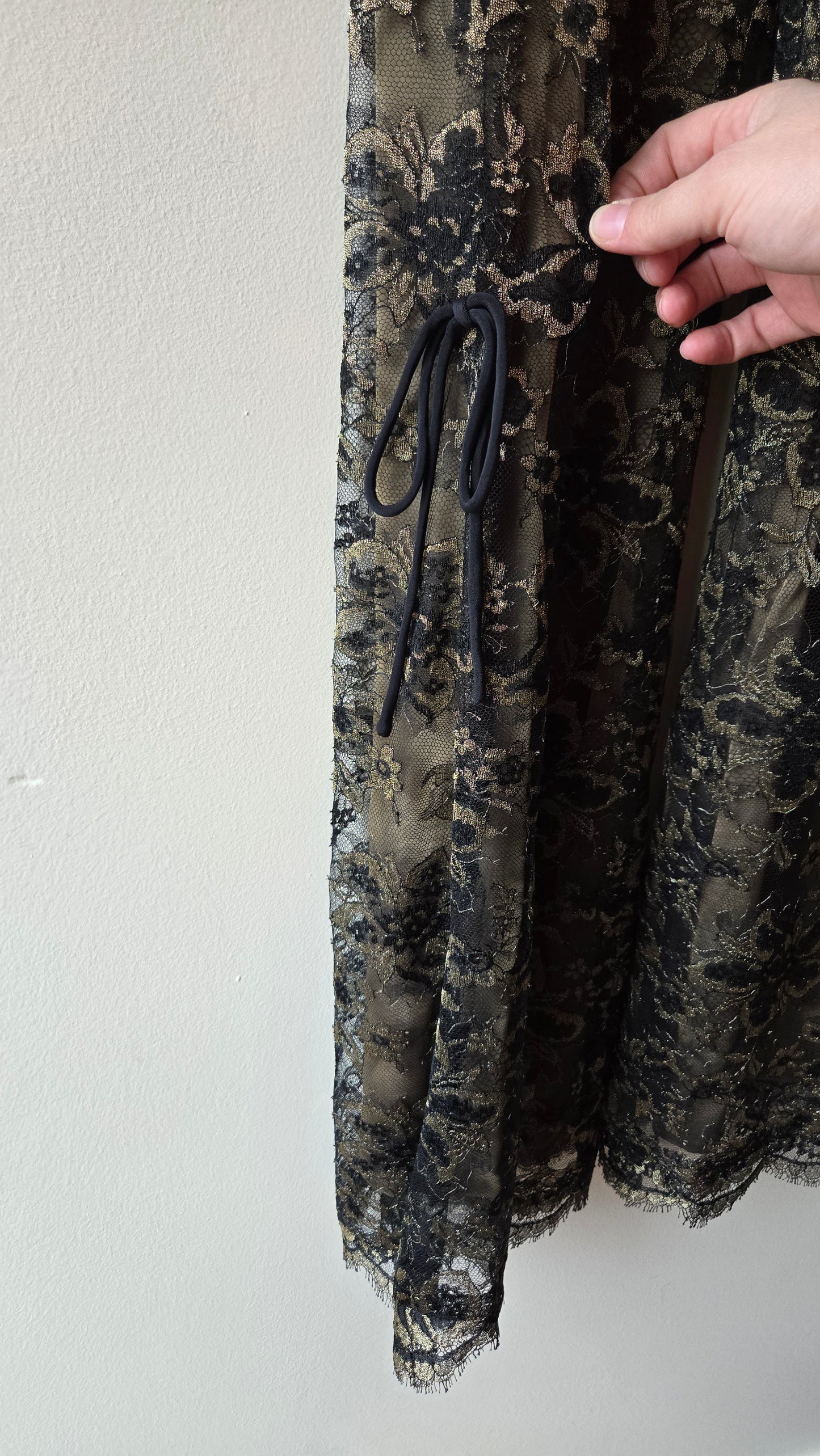 Black & gold silk lace flares