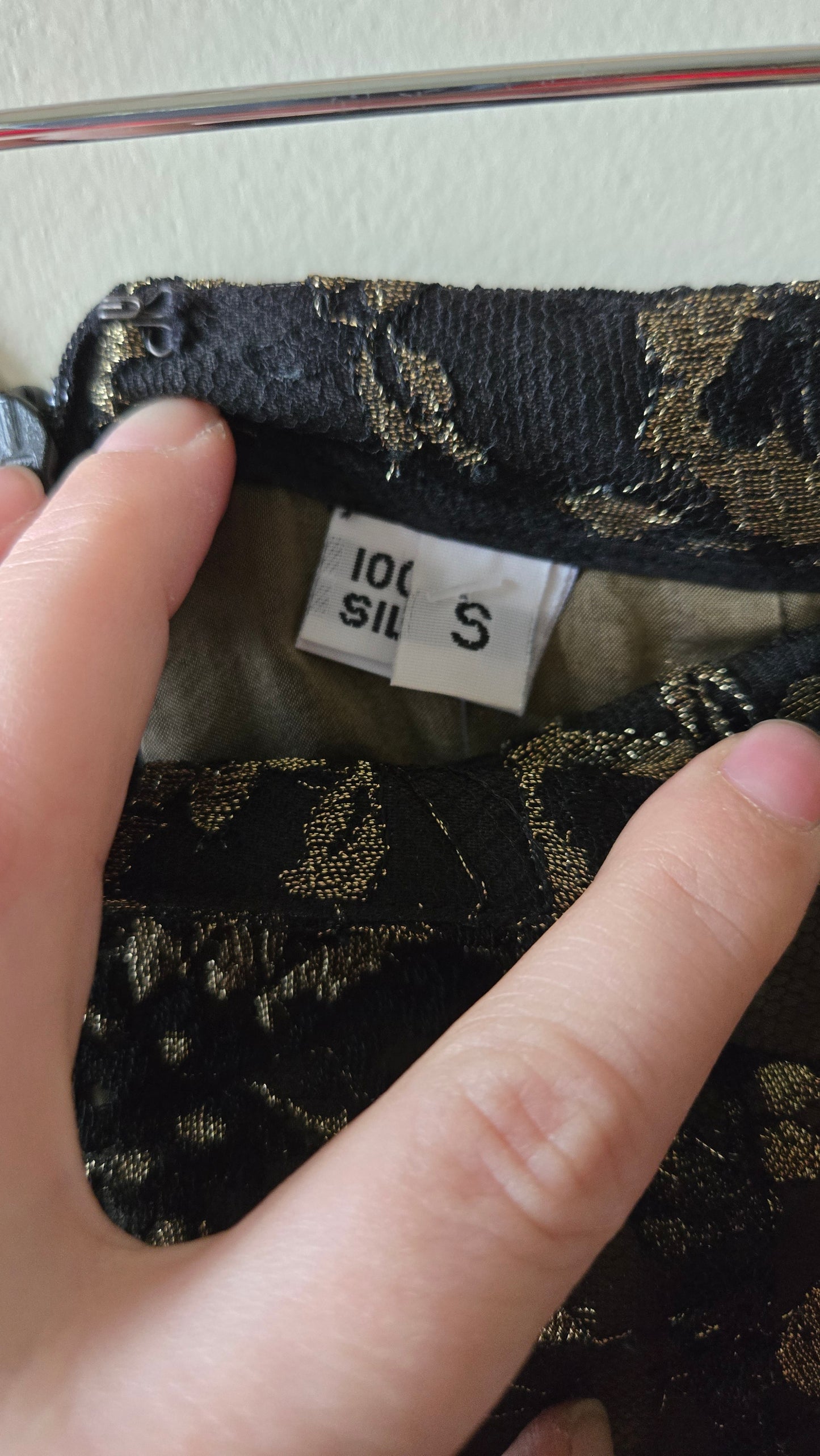 Black & gold silk lace flares