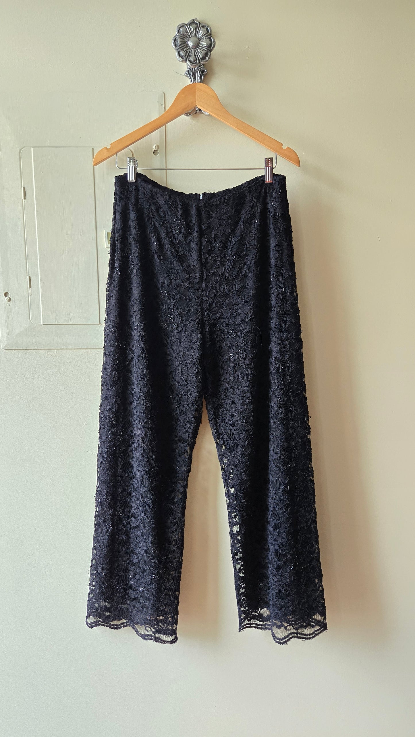 Sandra Darren black lace beaded pants