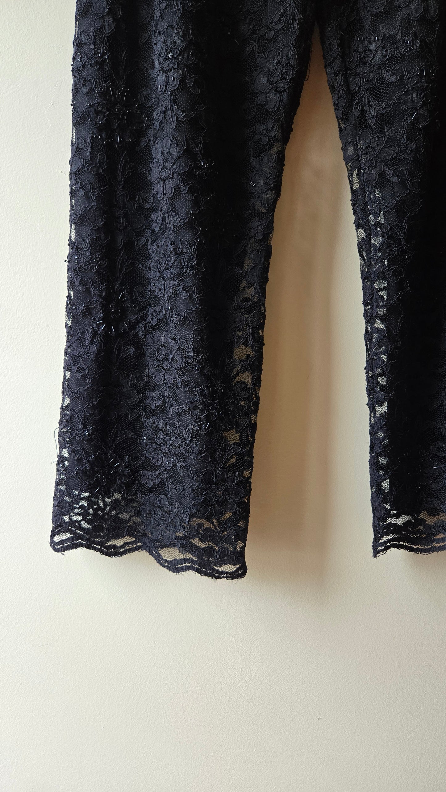 Sandra Darren black lace beaded pants