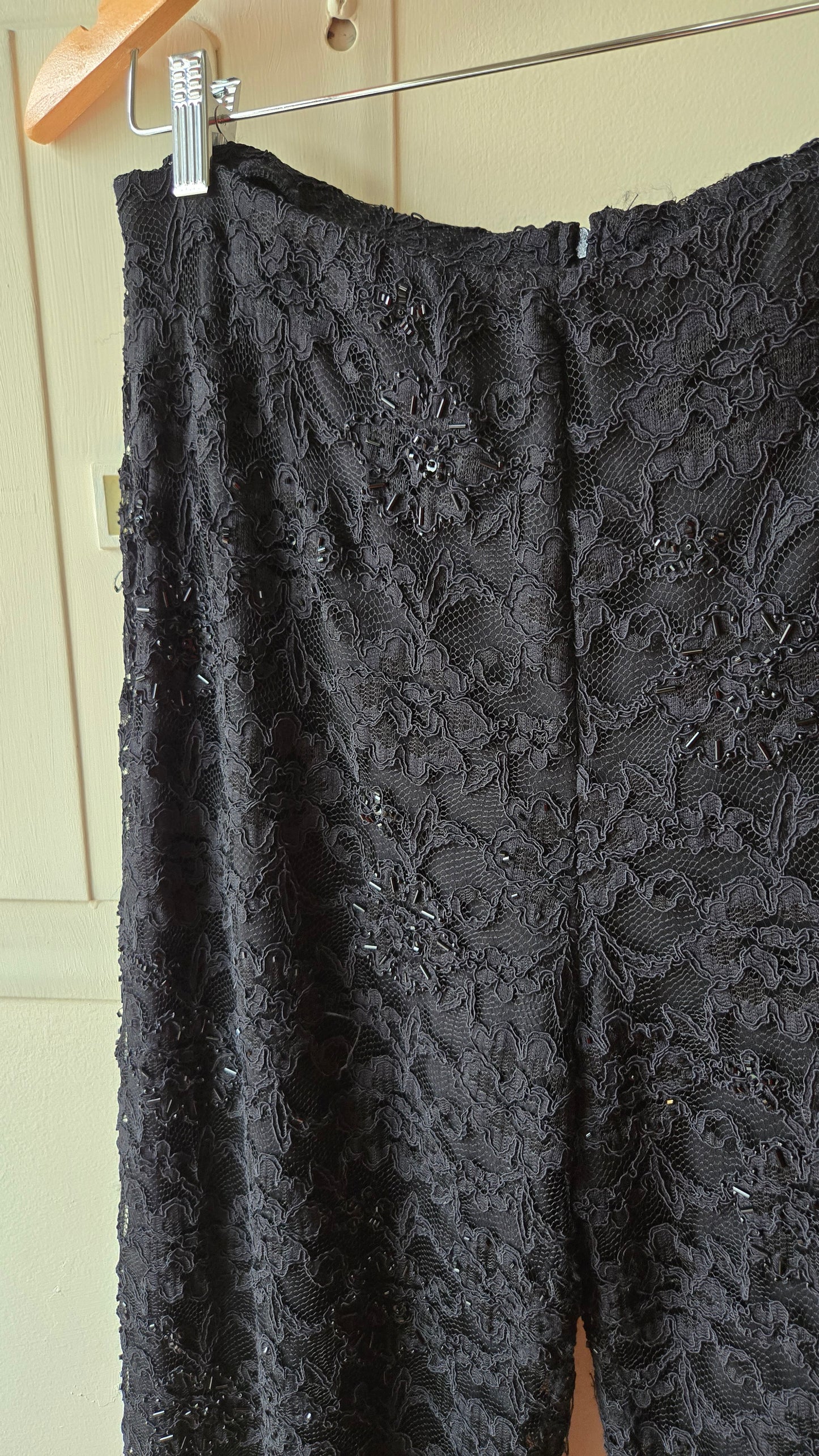 Sandra Darren black lace beaded pants