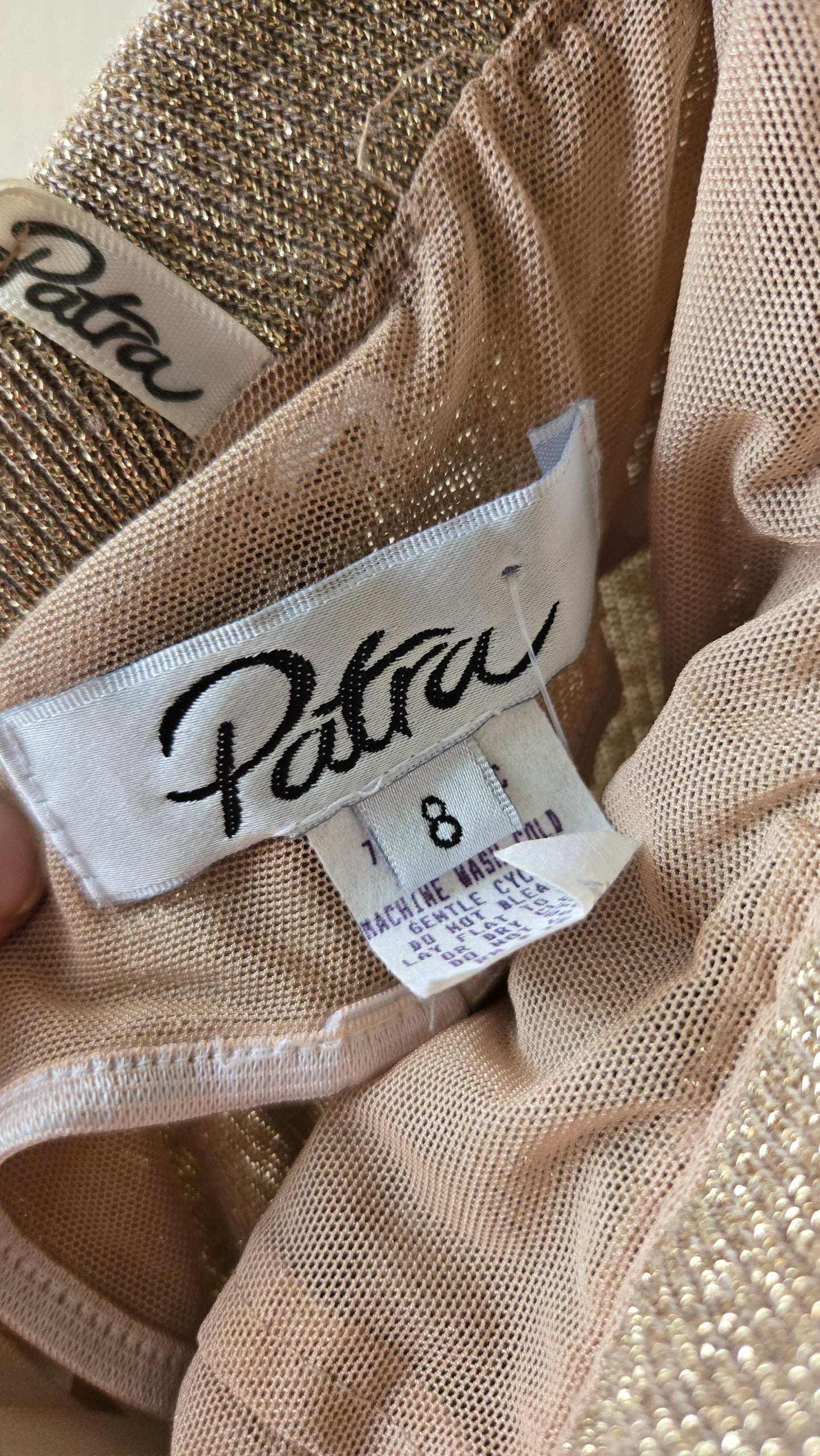 Gold metallic knit tube dress