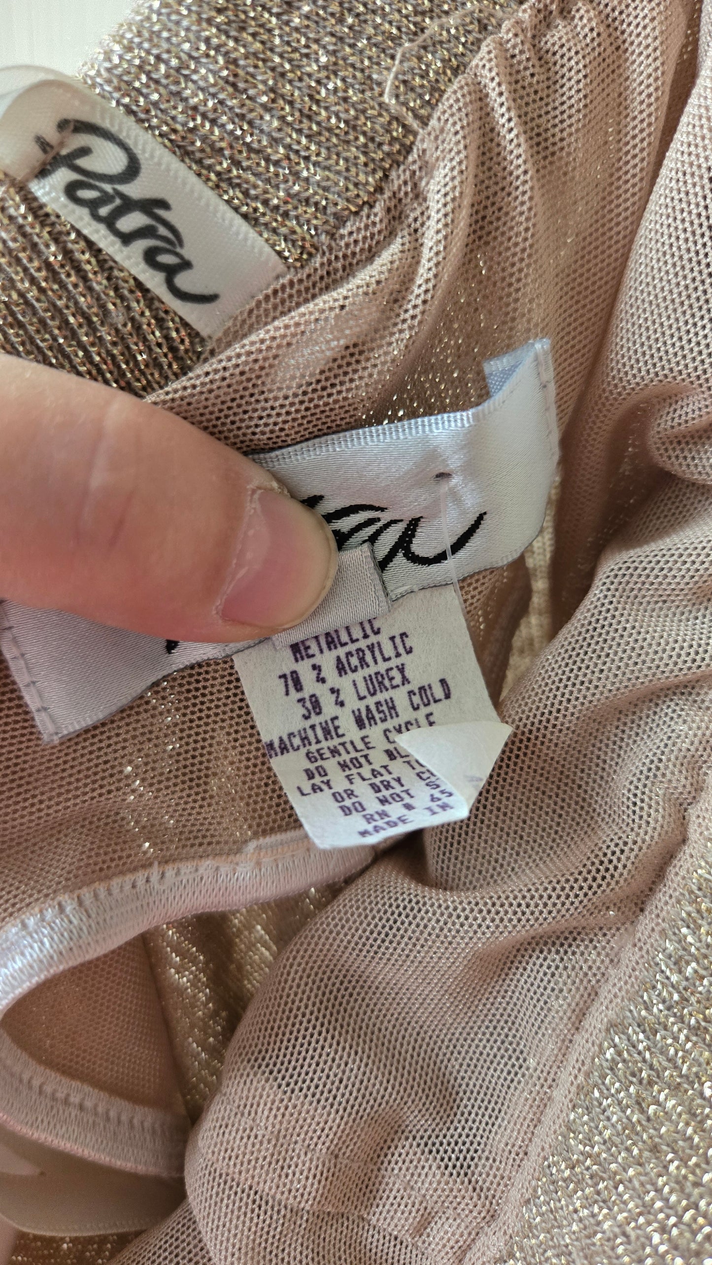 Gold metallic knit tube dress