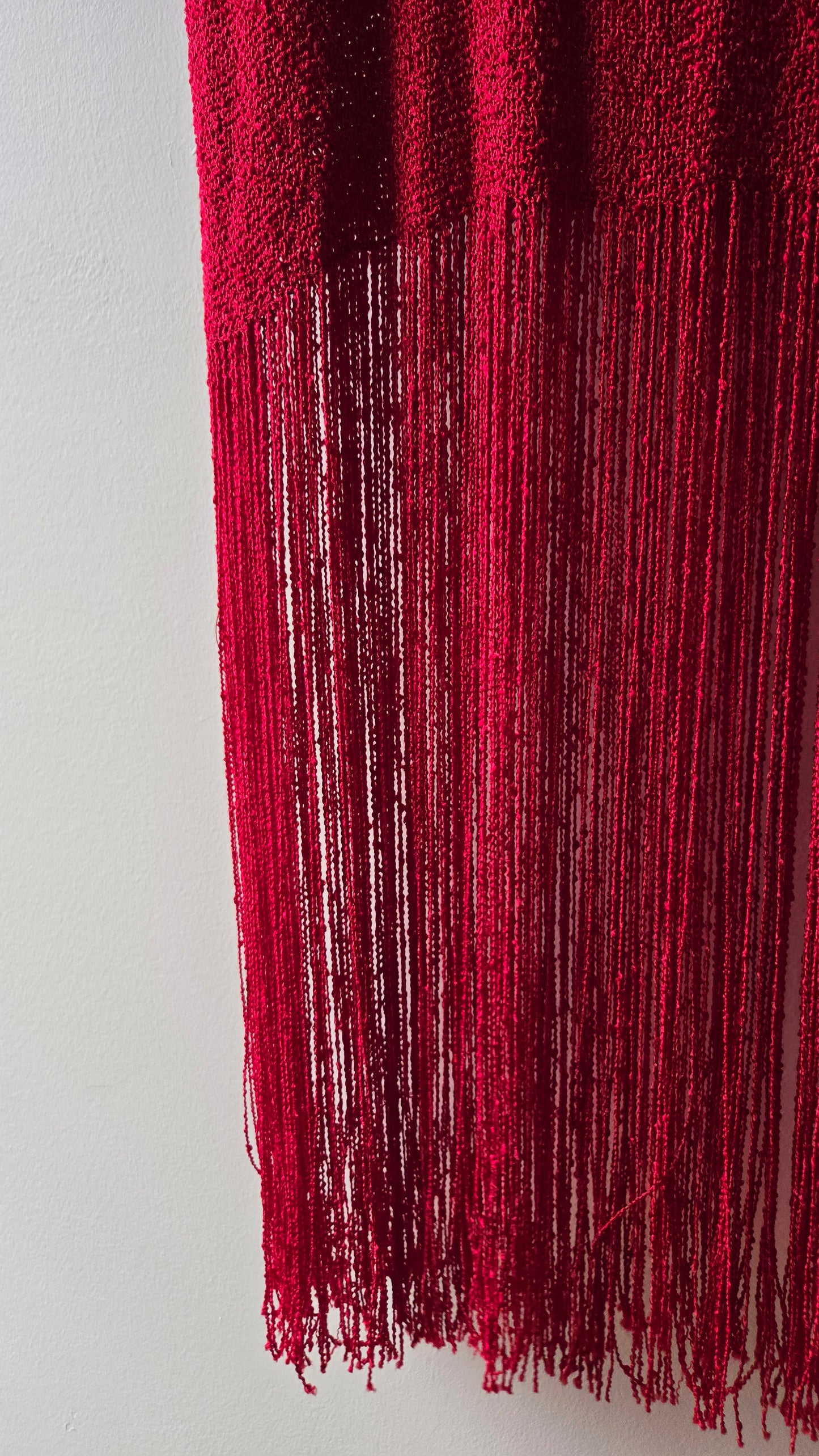 Panache red knit fringe dress