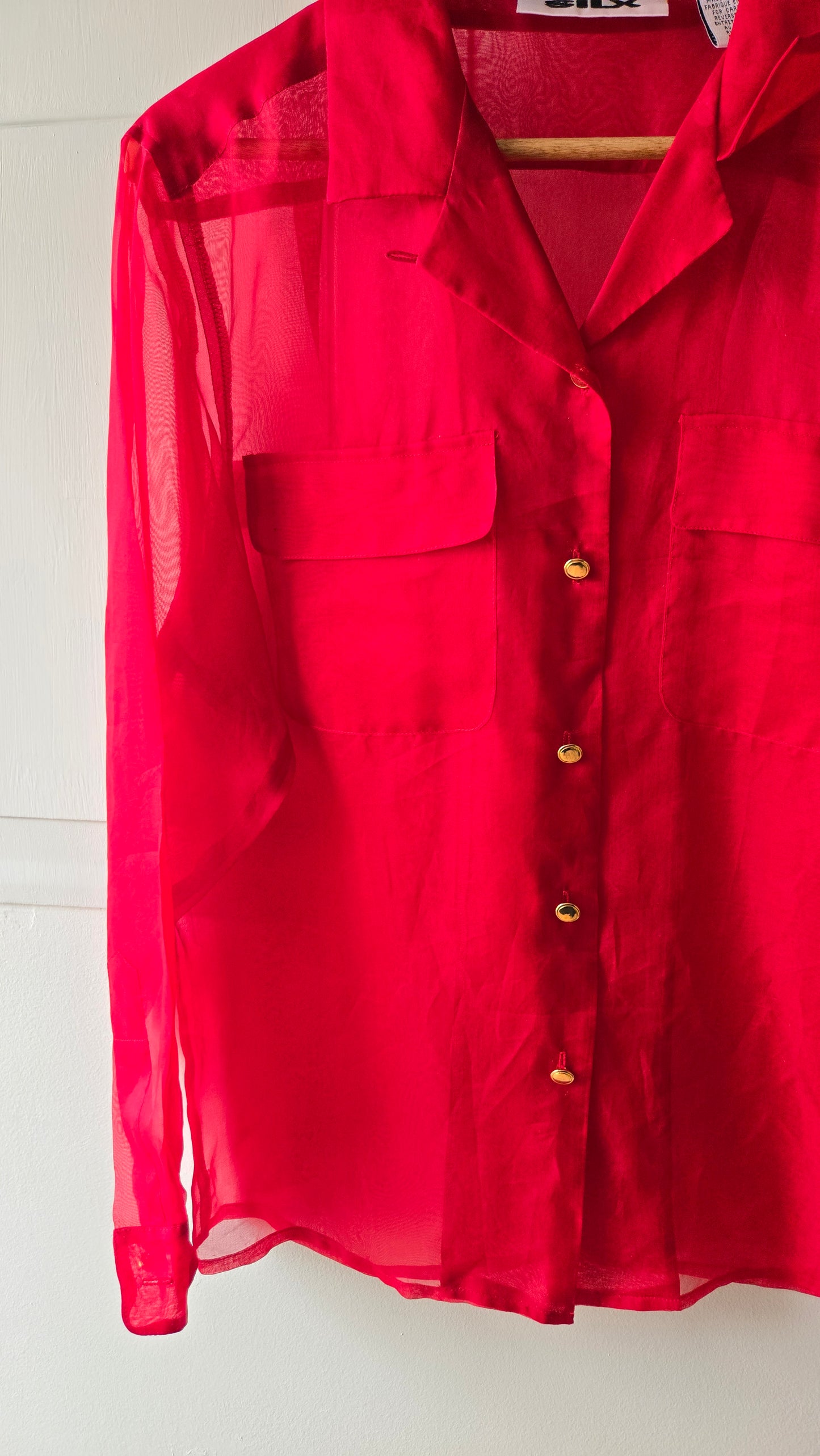 Red sheer silk blouse