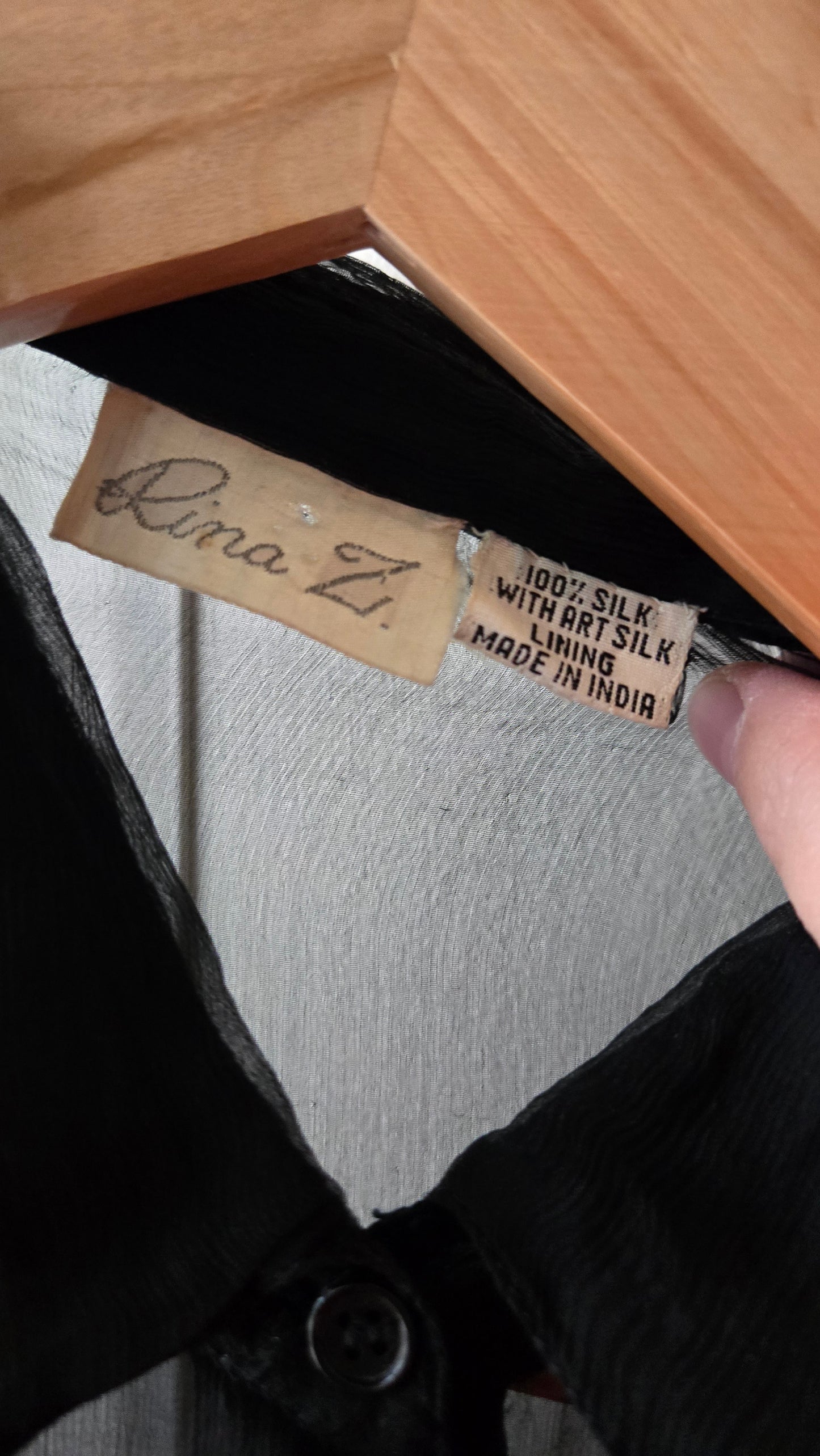 Rina Z silk sheer beaded blouse