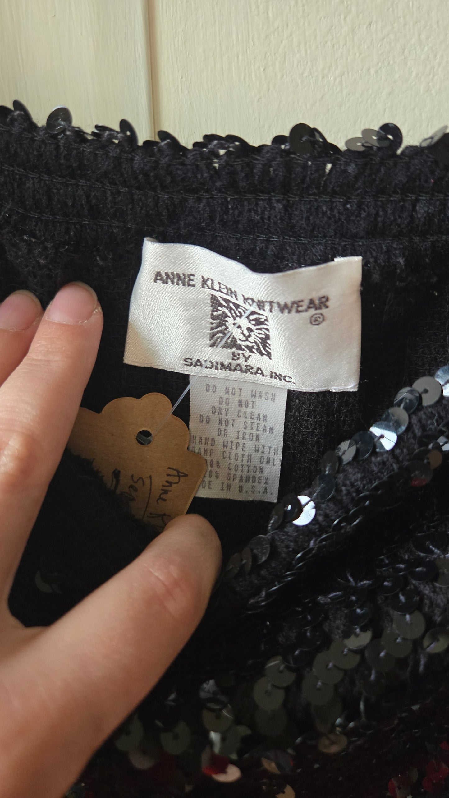 Anne Klein black sequin skirt