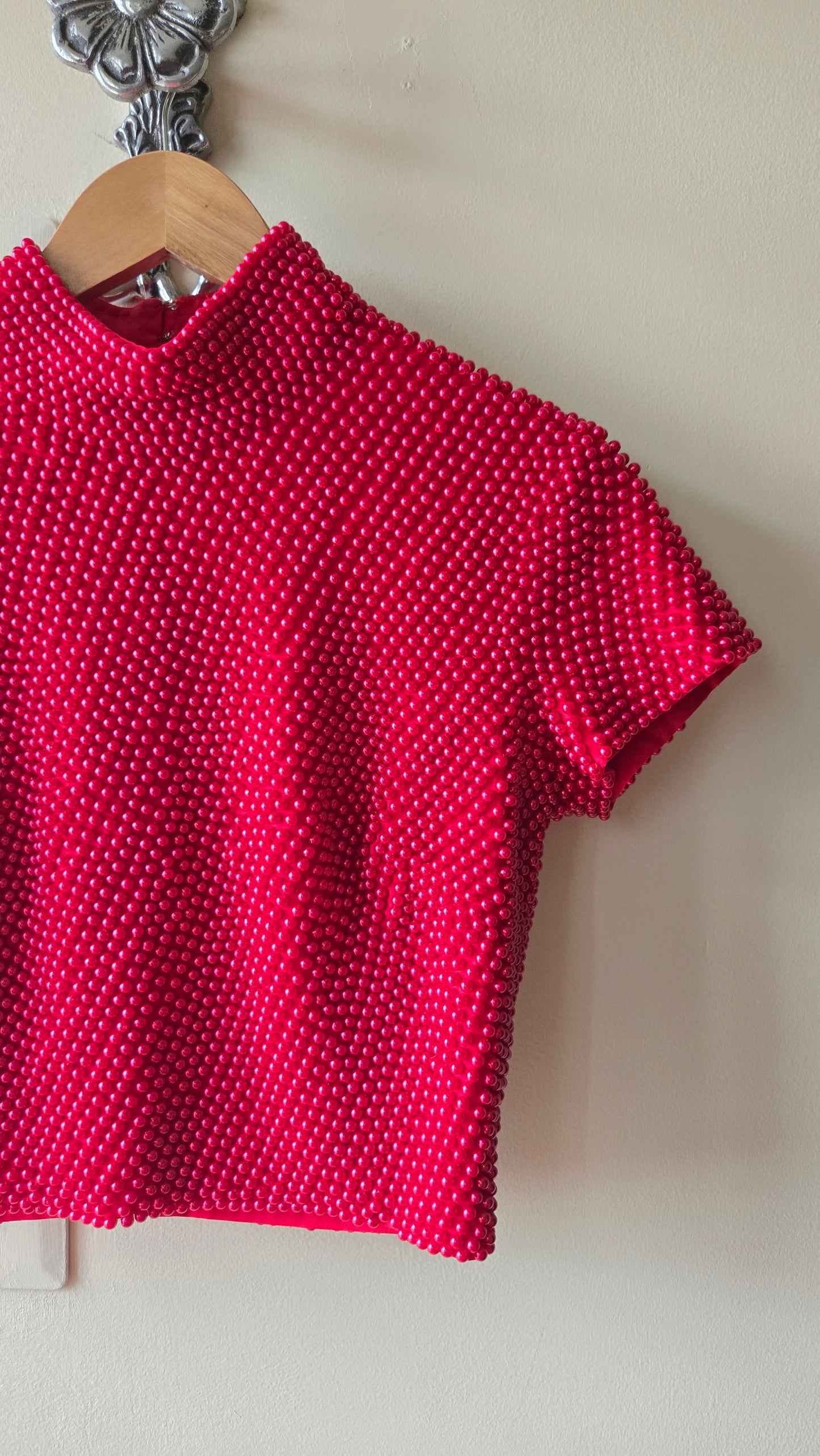 Caché beaded mock neck crop top