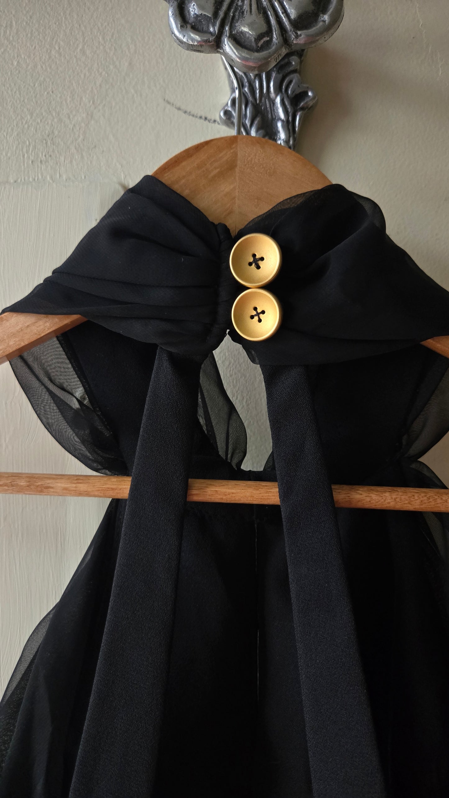 Sheer detail halter top w gold buttons