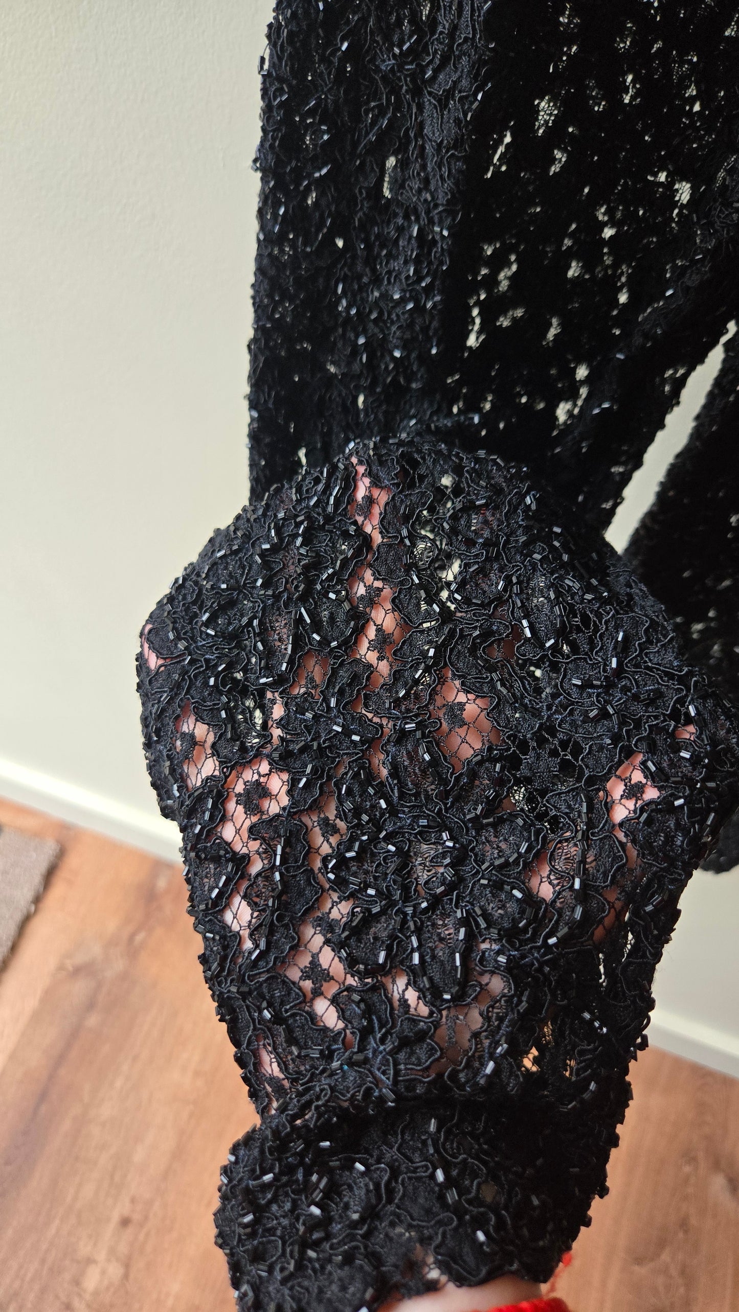 Carmen Marc Valvo beaded suit w sheer pants