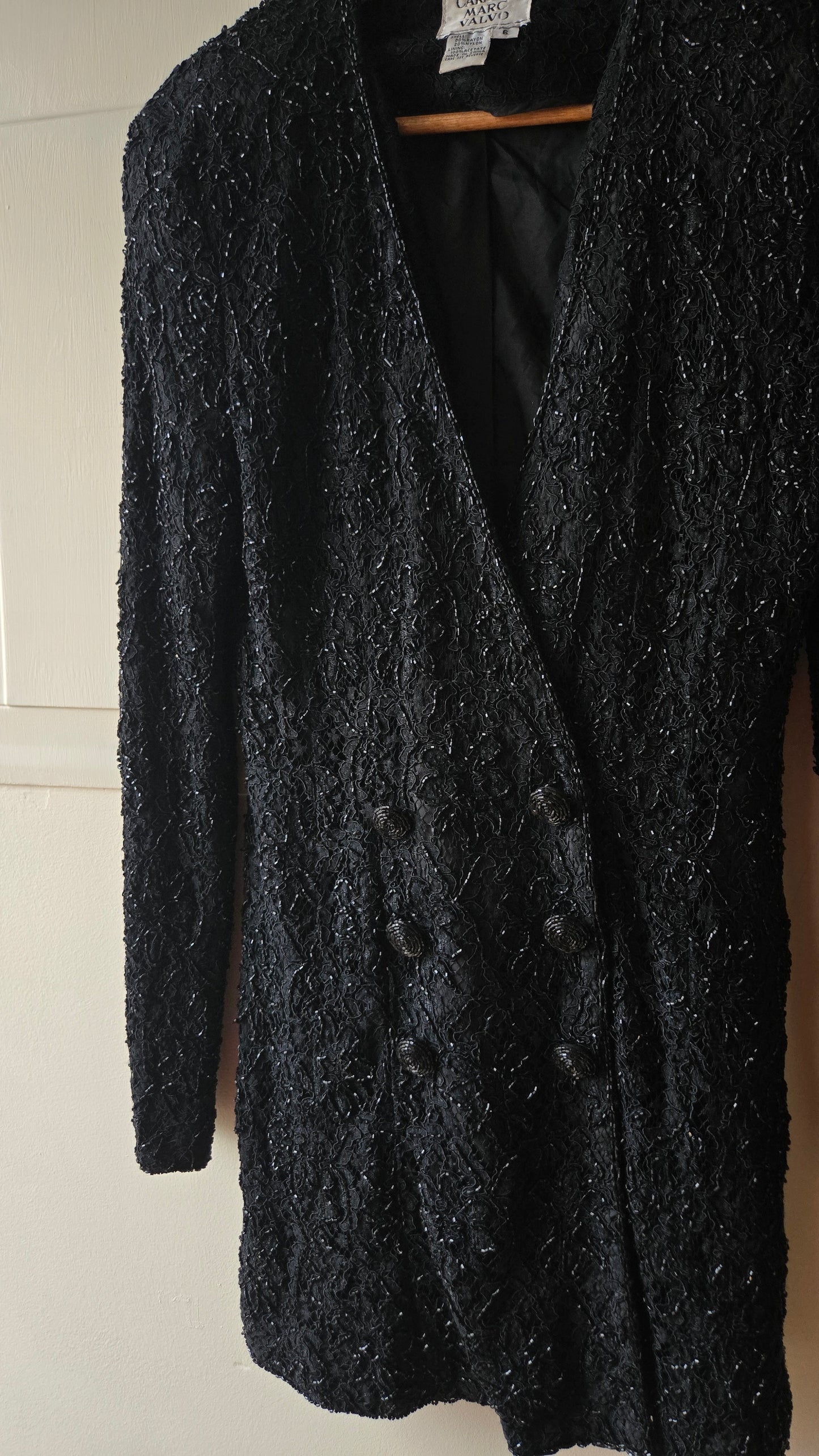 Carmen Marc Valvo beaded suit w sheer pants