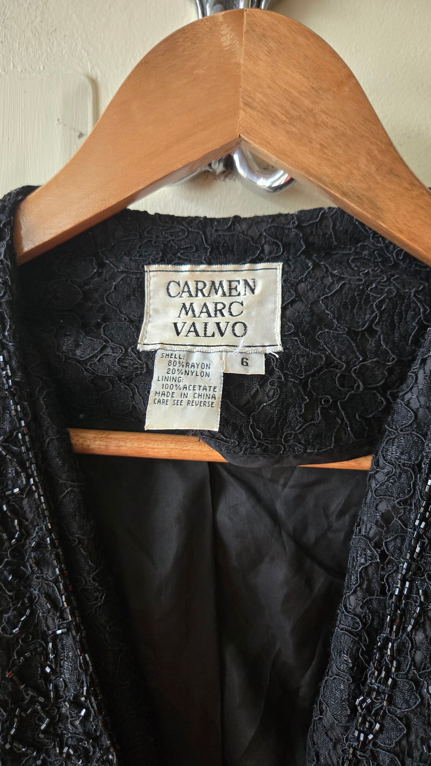 Carmen Marc Valvo beaded suit w sheer pants