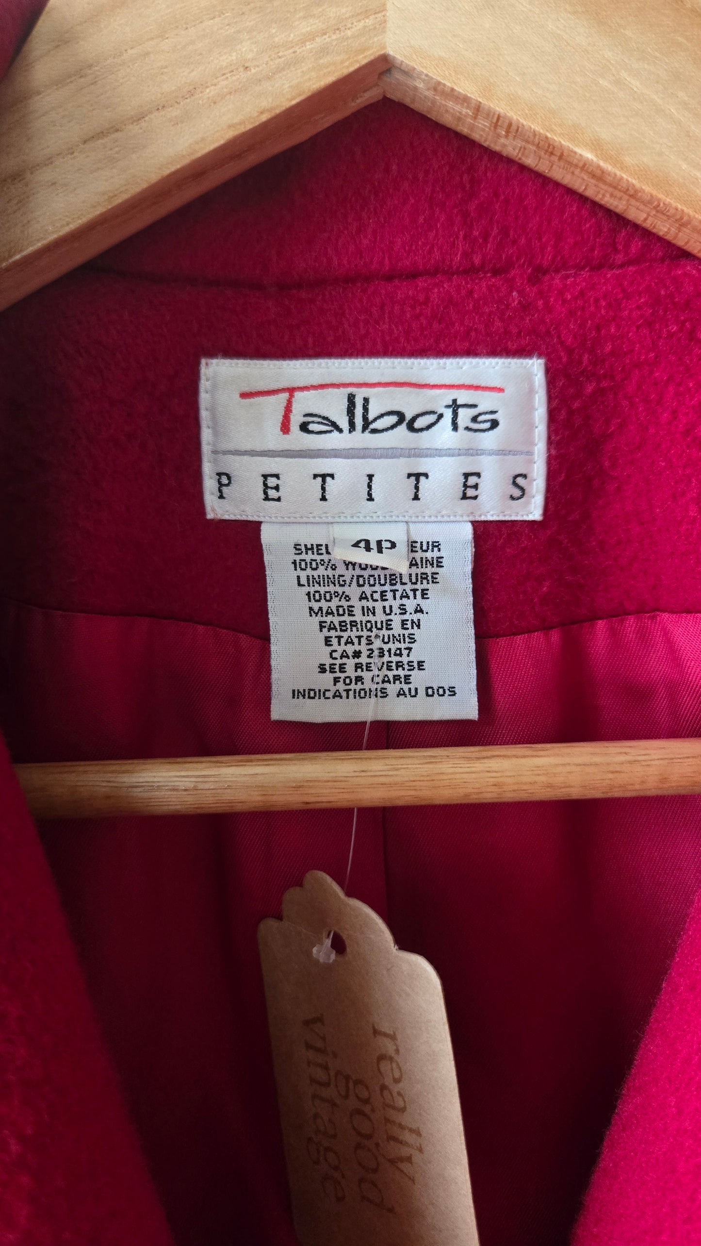 Talbots red wool coat