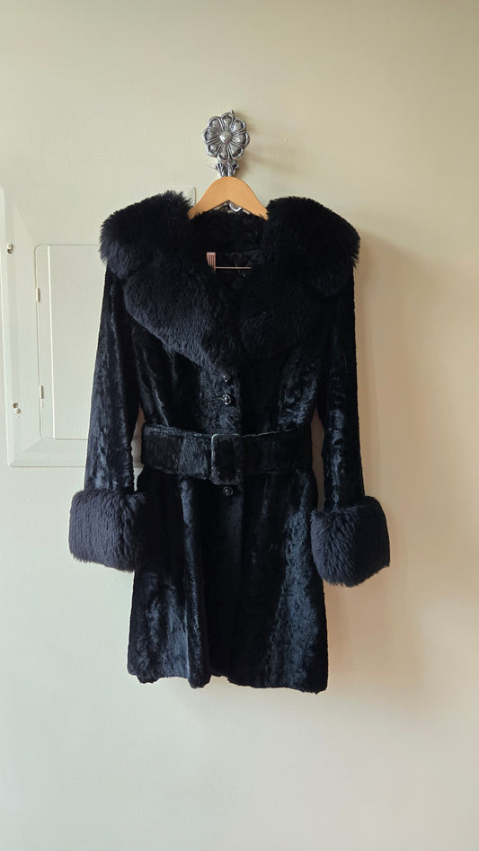 Black faux fur Penny Lane coat