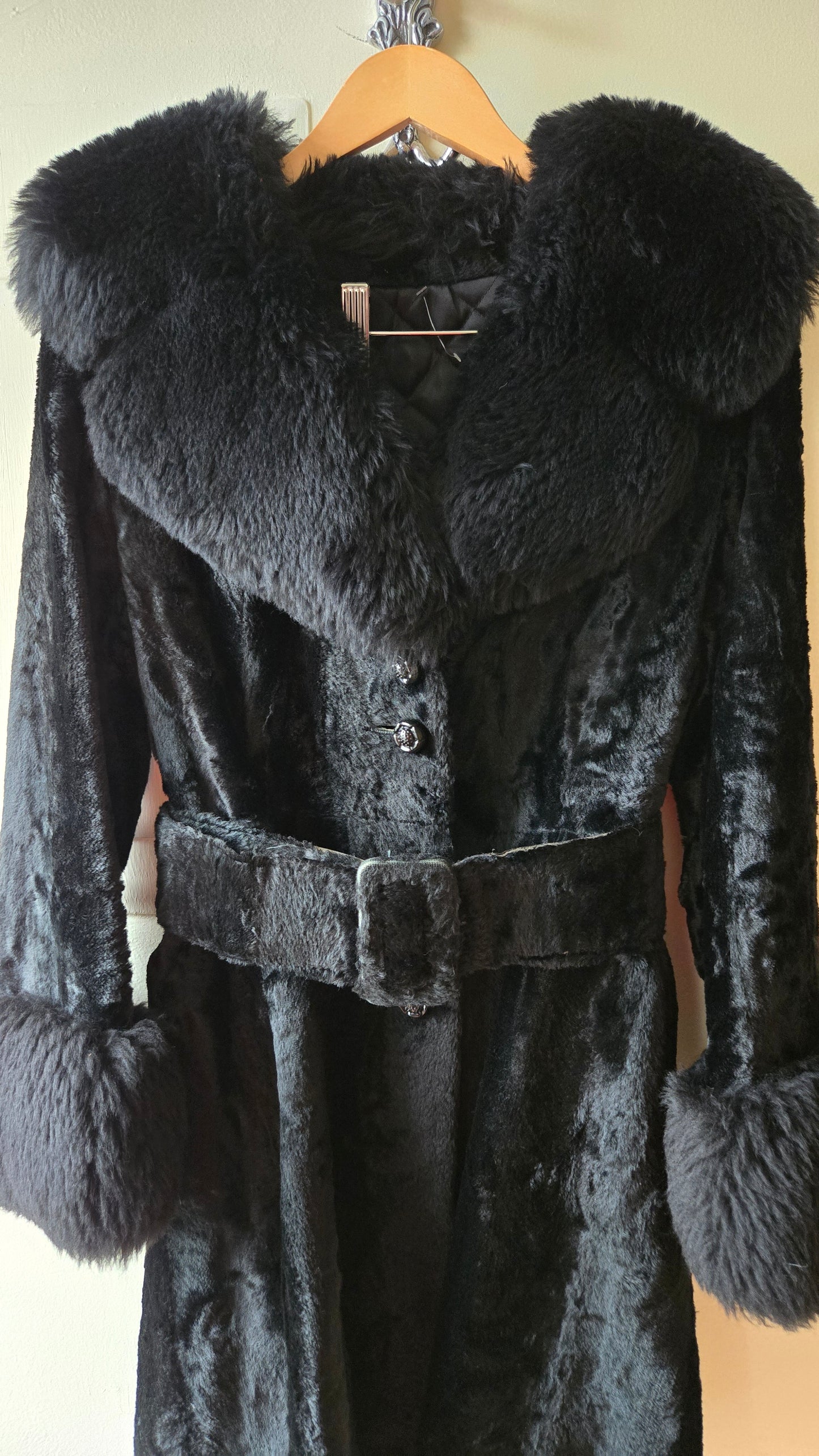 Black faux fur Penny Lane coat