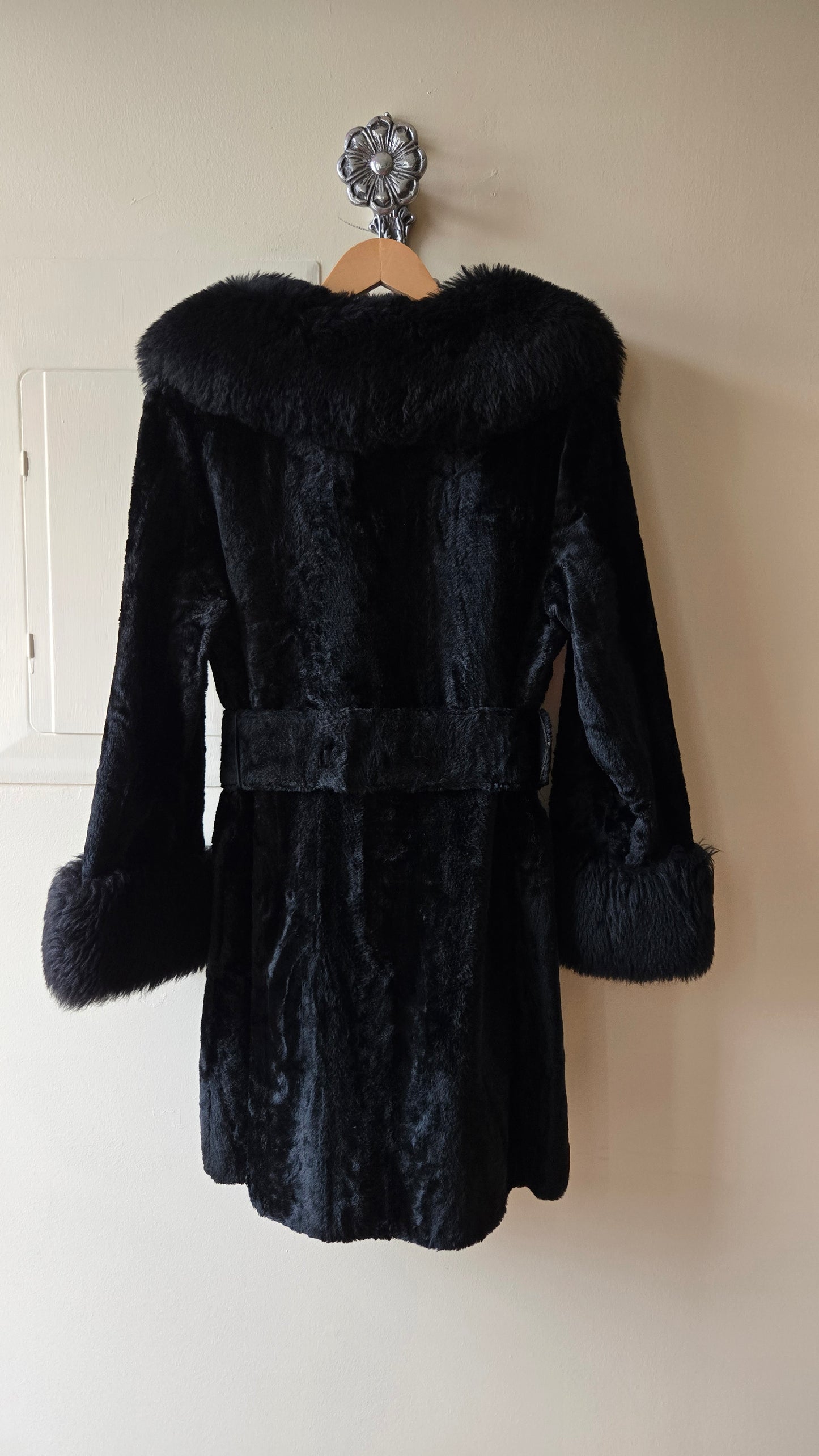 Black faux fur Penny Lane coat
