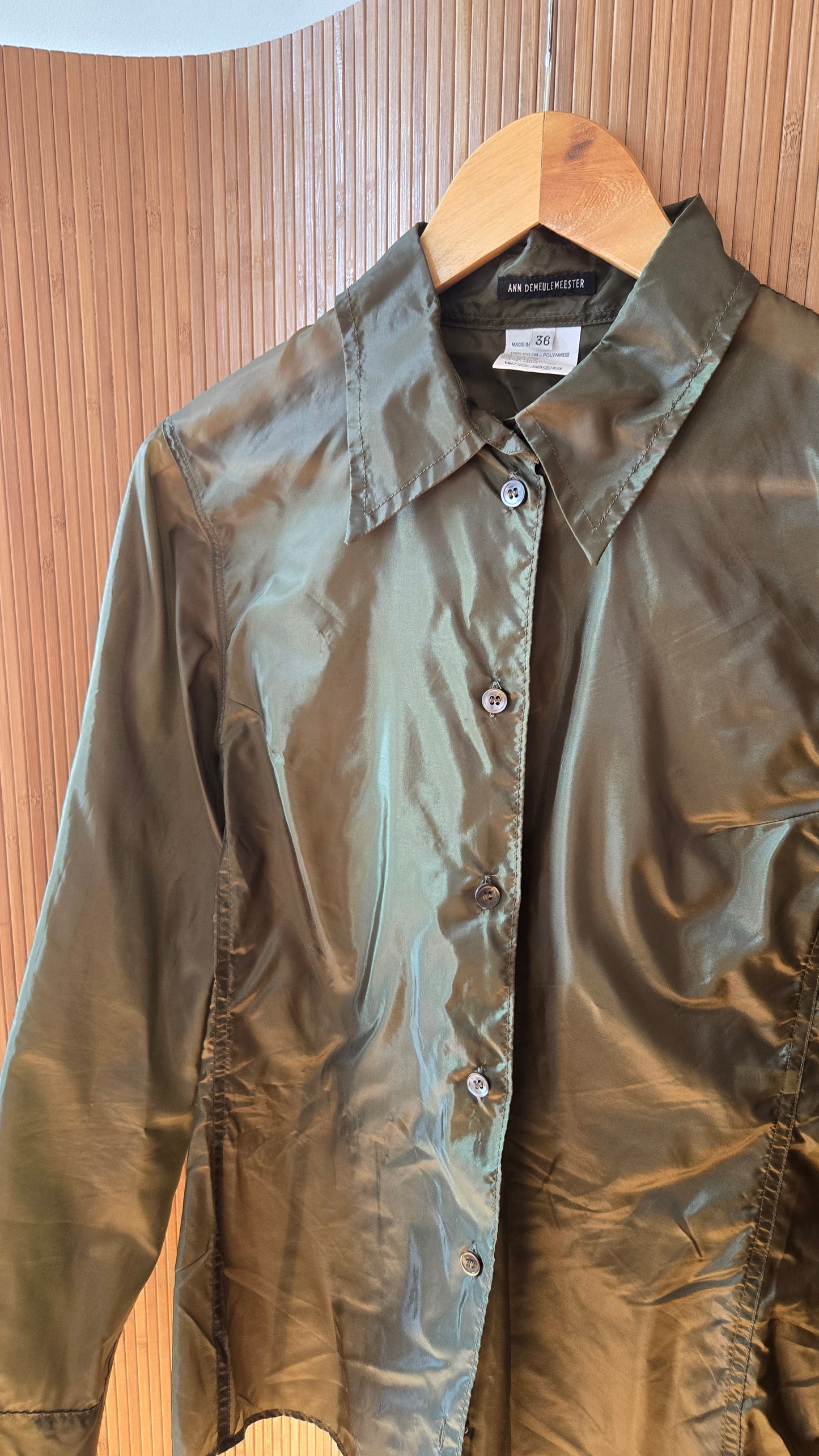 Ann Demeulemeester olive nylon blouse