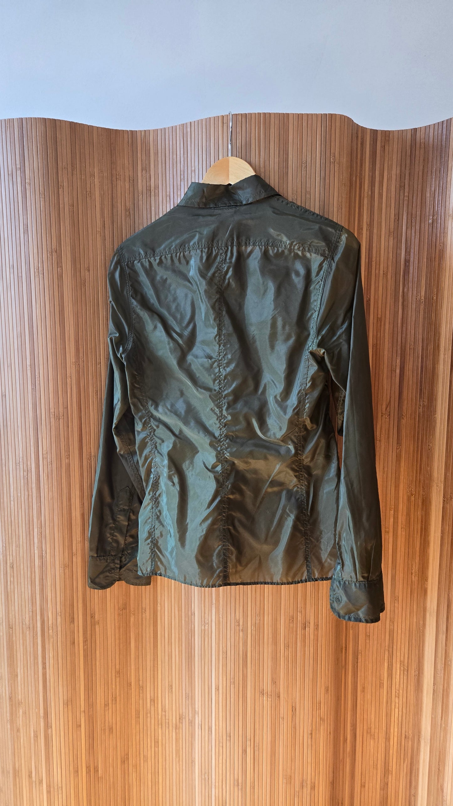 Ann Demeulemeester olive nylon blouse