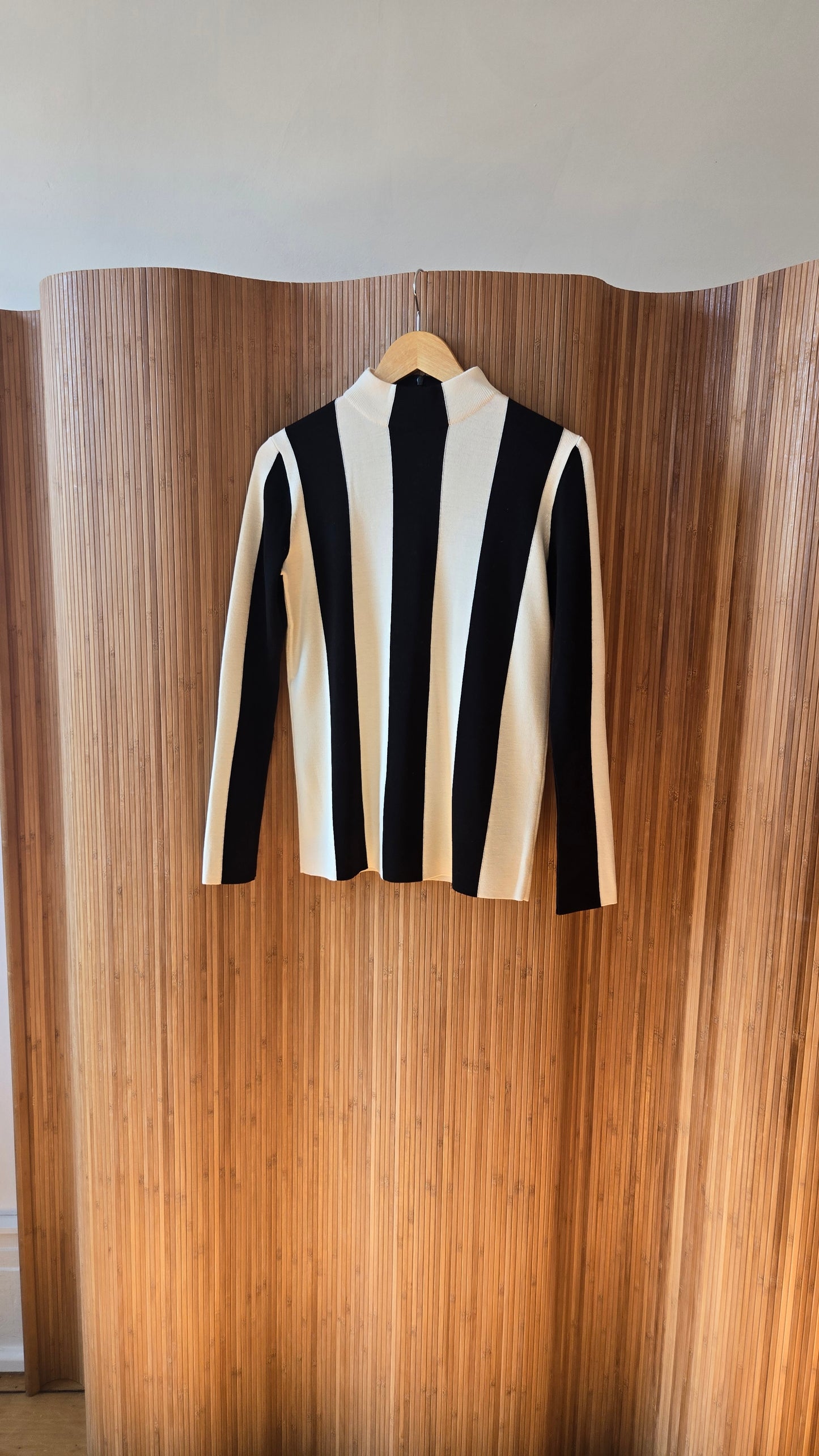 Akris striped mock neck knit top