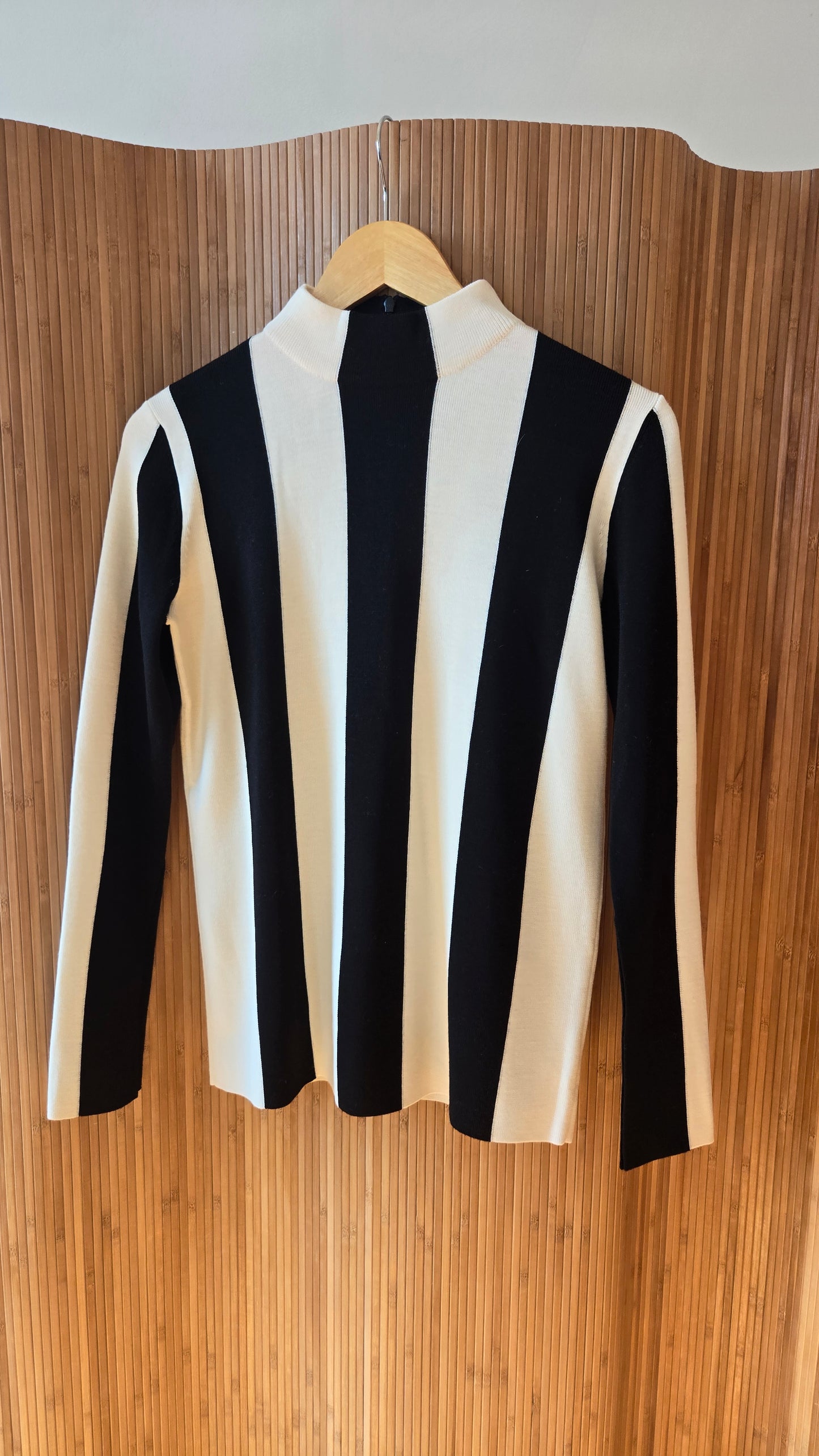 Akris striped mock neck knit top