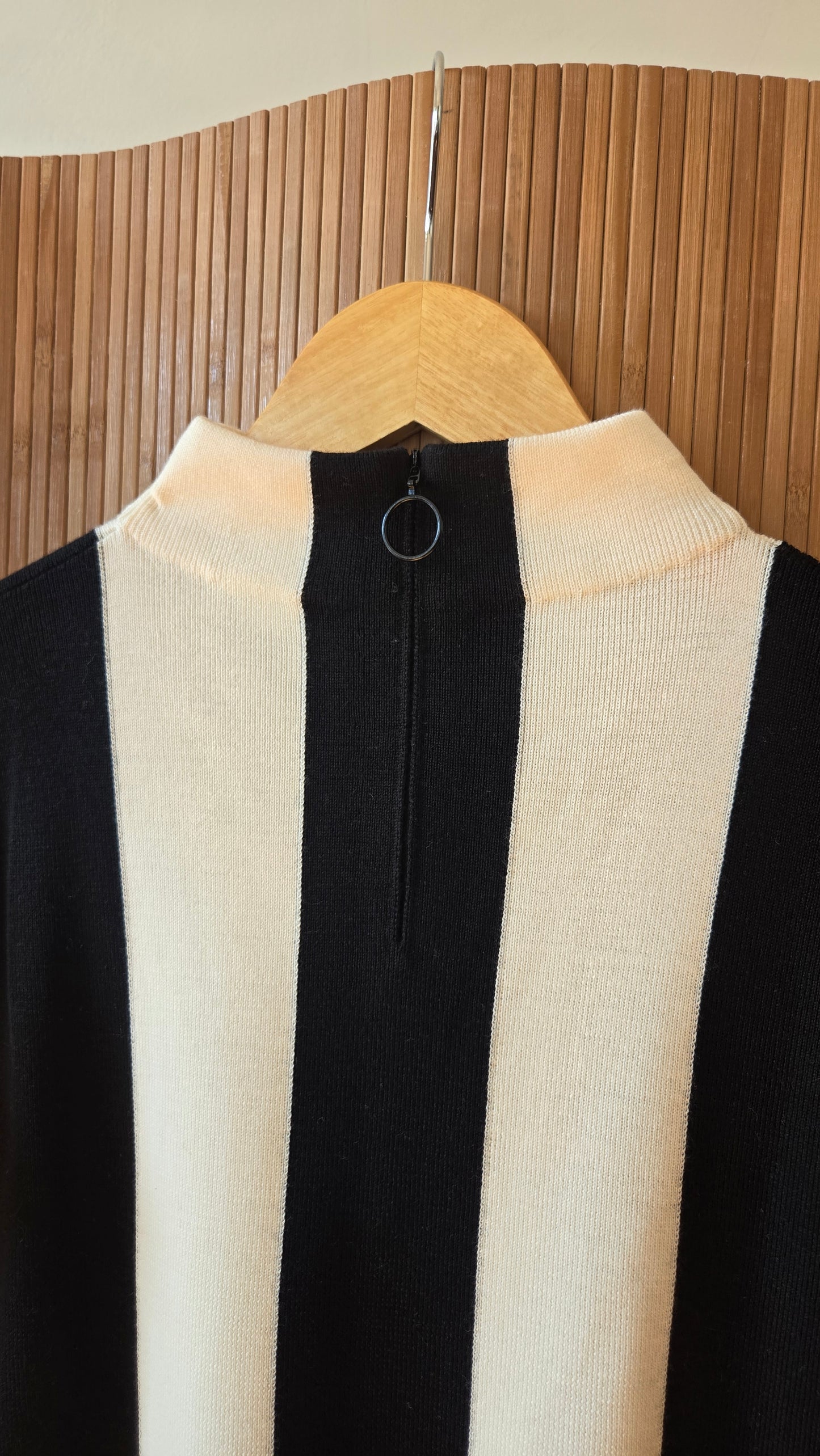 Akris striped mock neck knit top