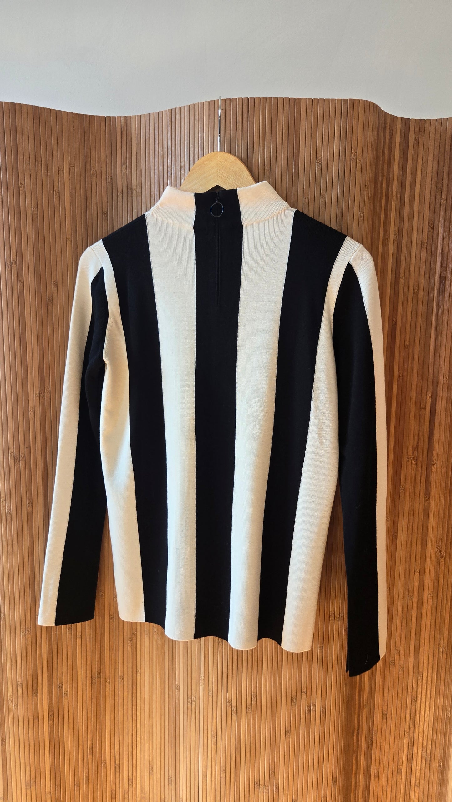 Akris striped mock neck knit top