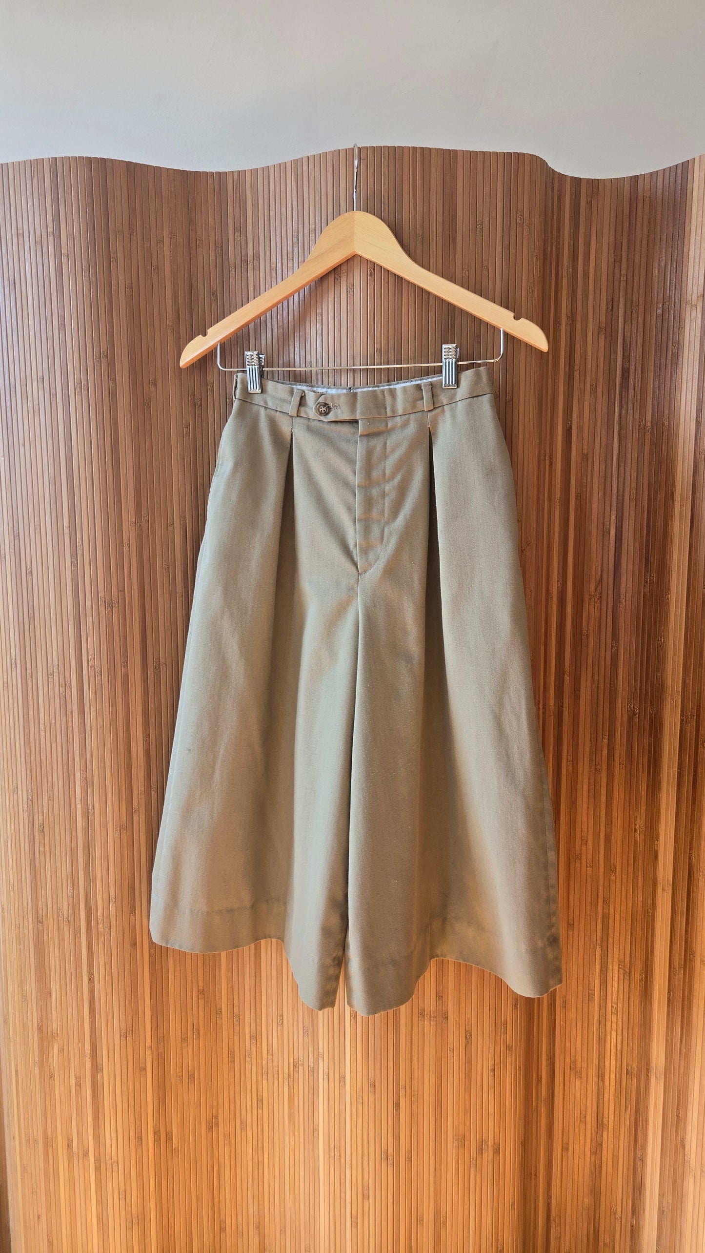Khaki wide leg cutottes