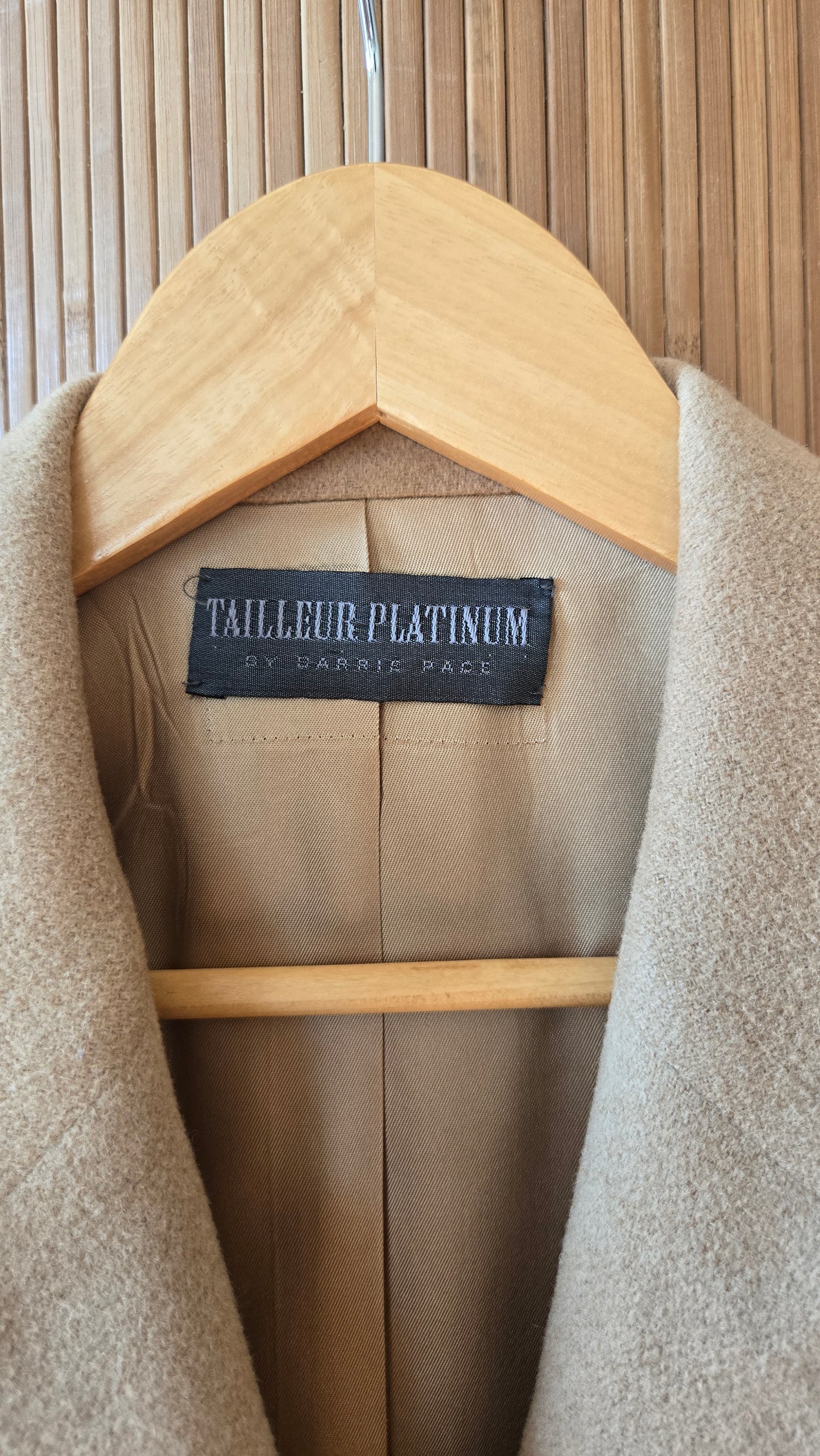 Tan camel hair double breasted blazer