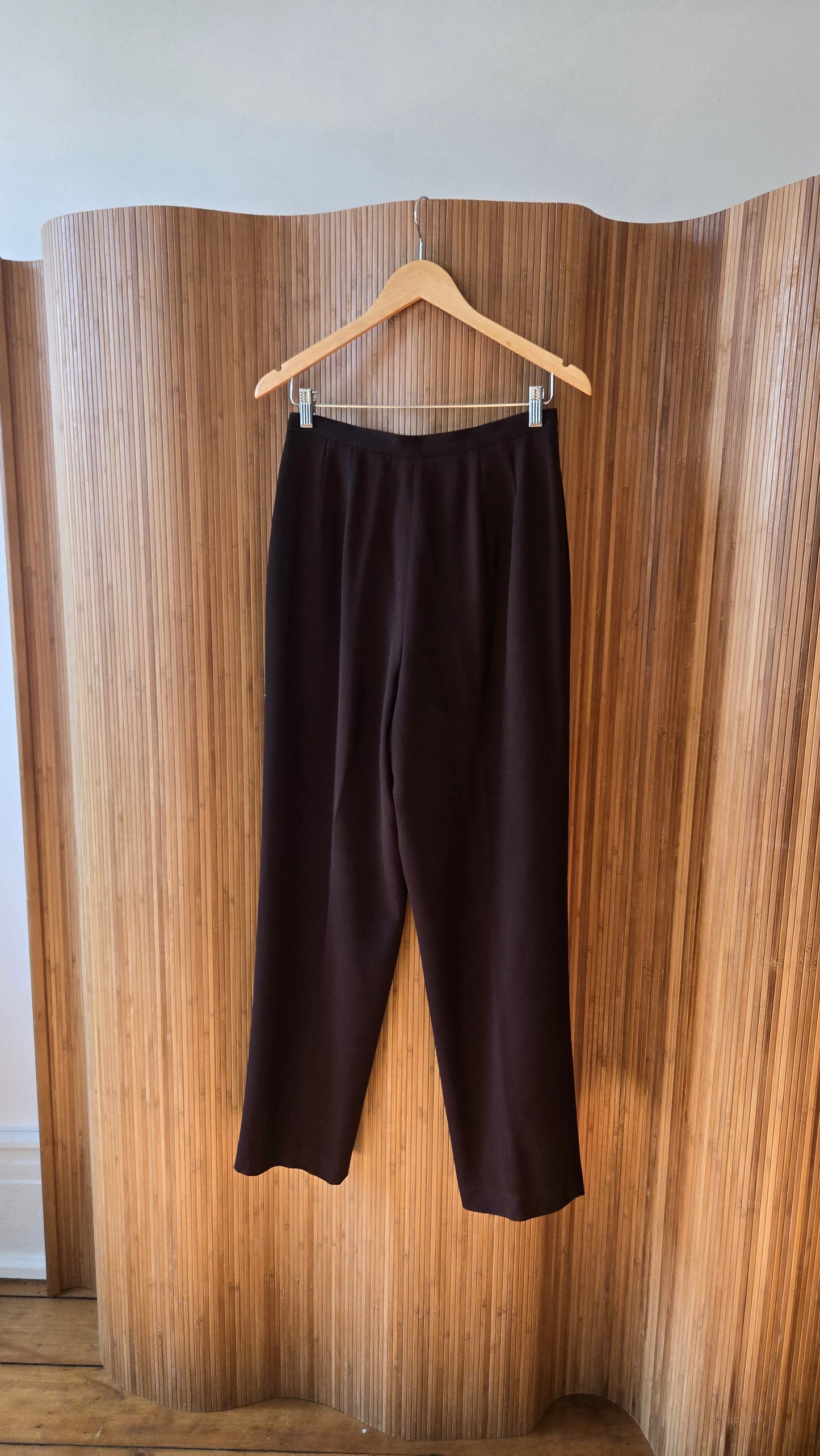 Chocolate brown rayon trousers