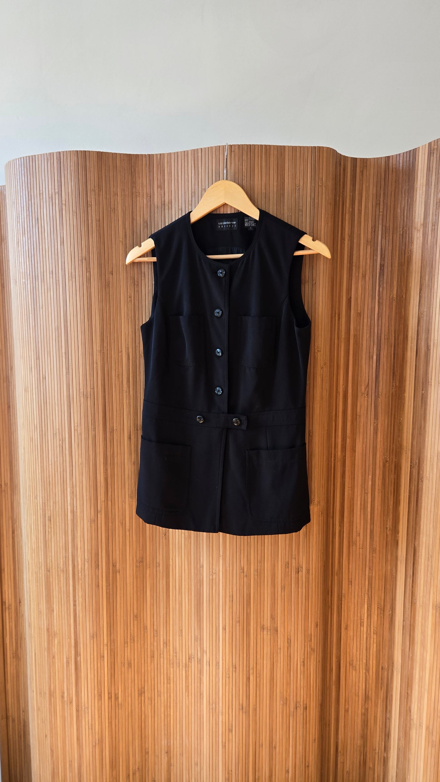 Black crewneck tunic vest