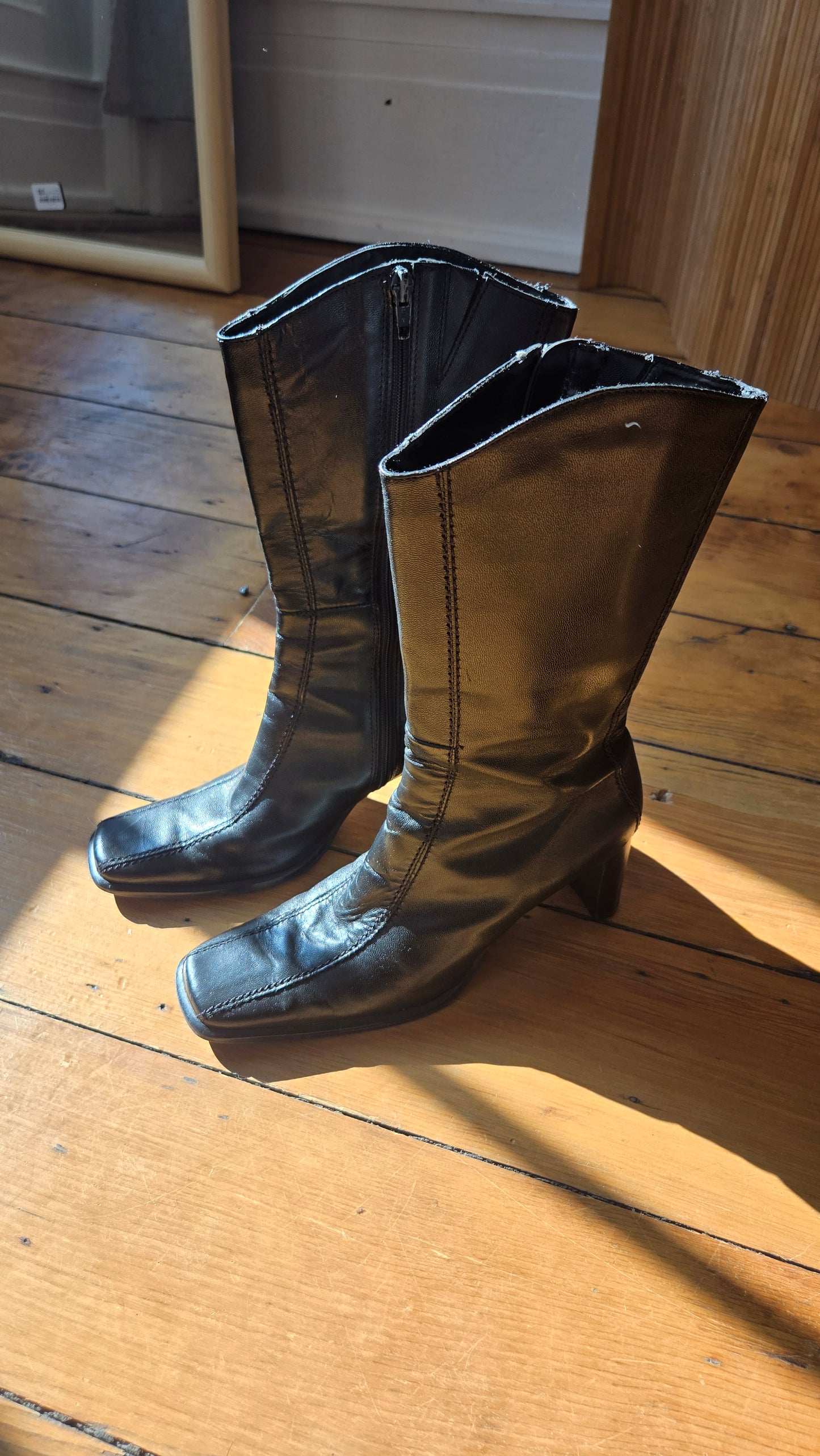 Liz square toe mid calf boots