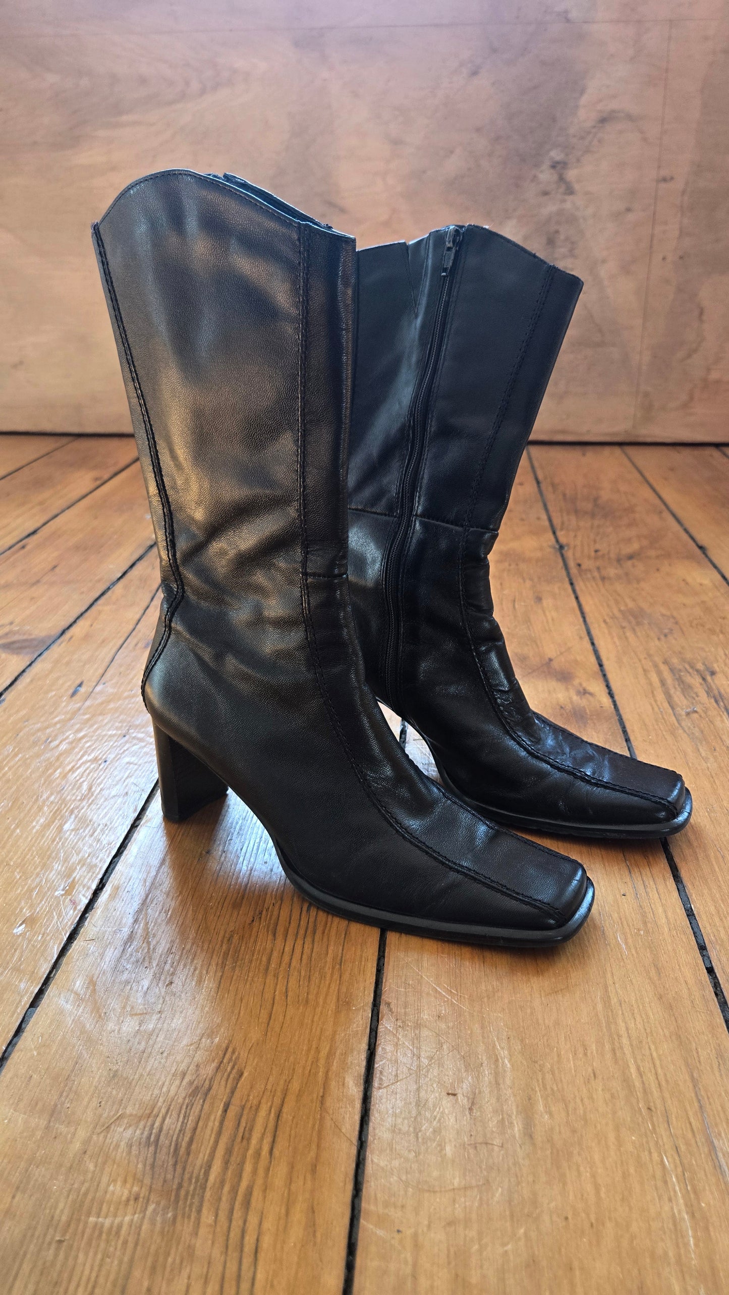 Liz square toe mid calf boots