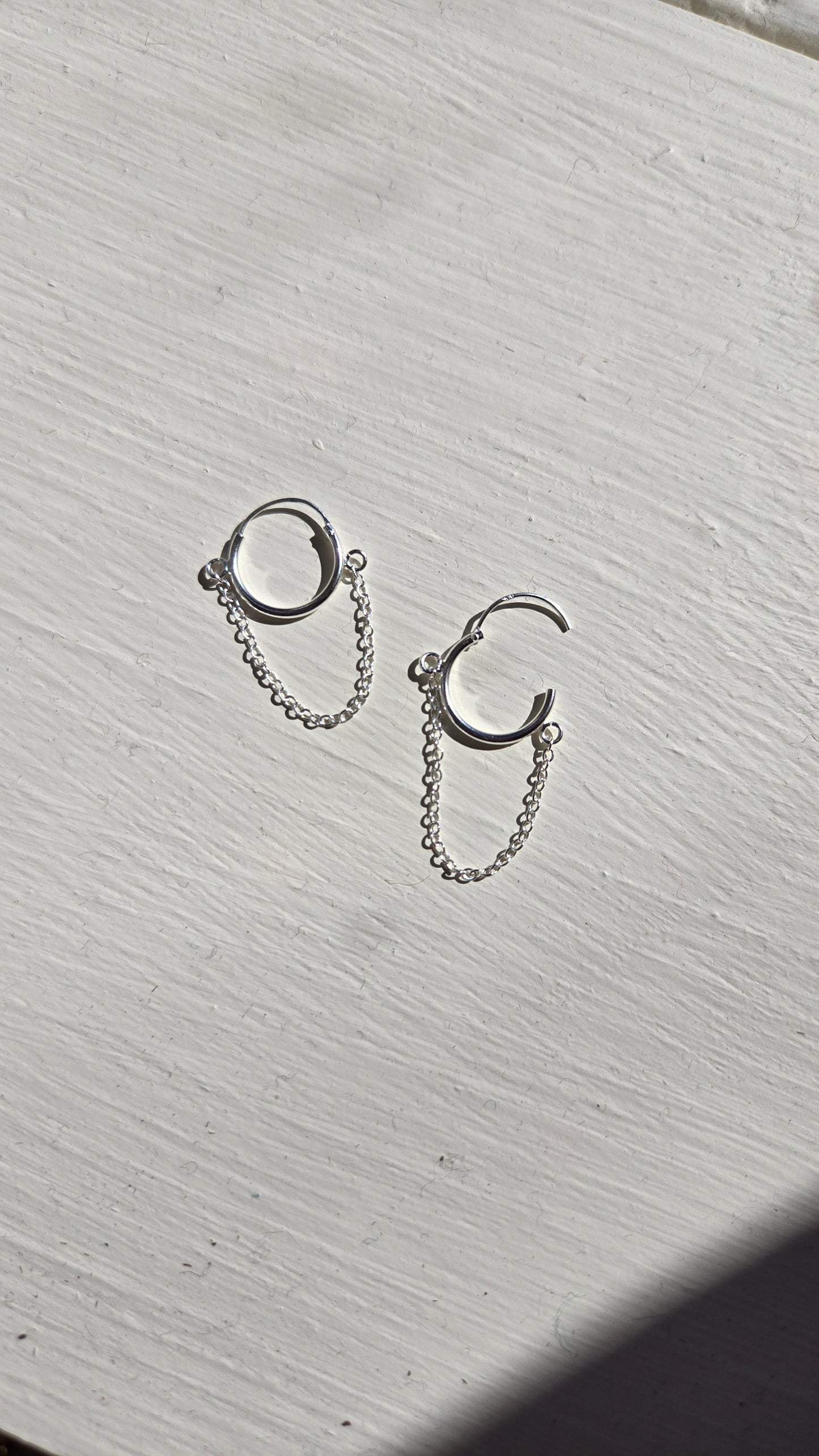 Dangle Chain Endless Hoops: Sterling Silver