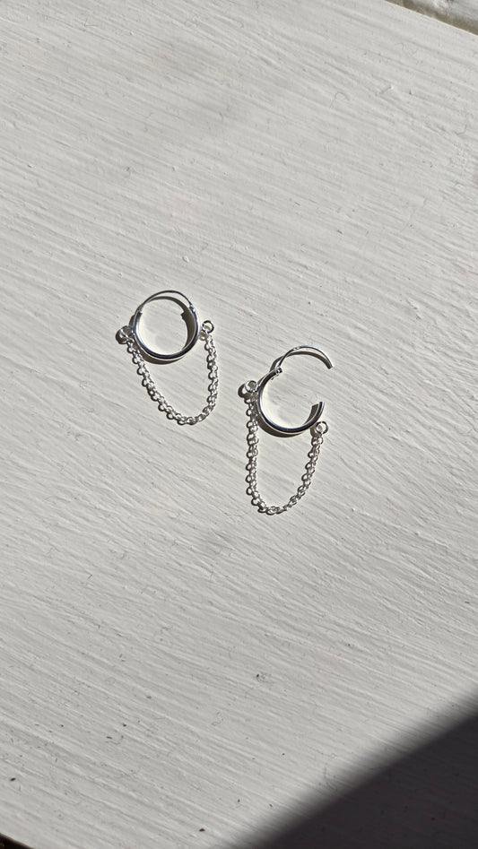 Dangle Chain Endless Hoops: Sterling Silver