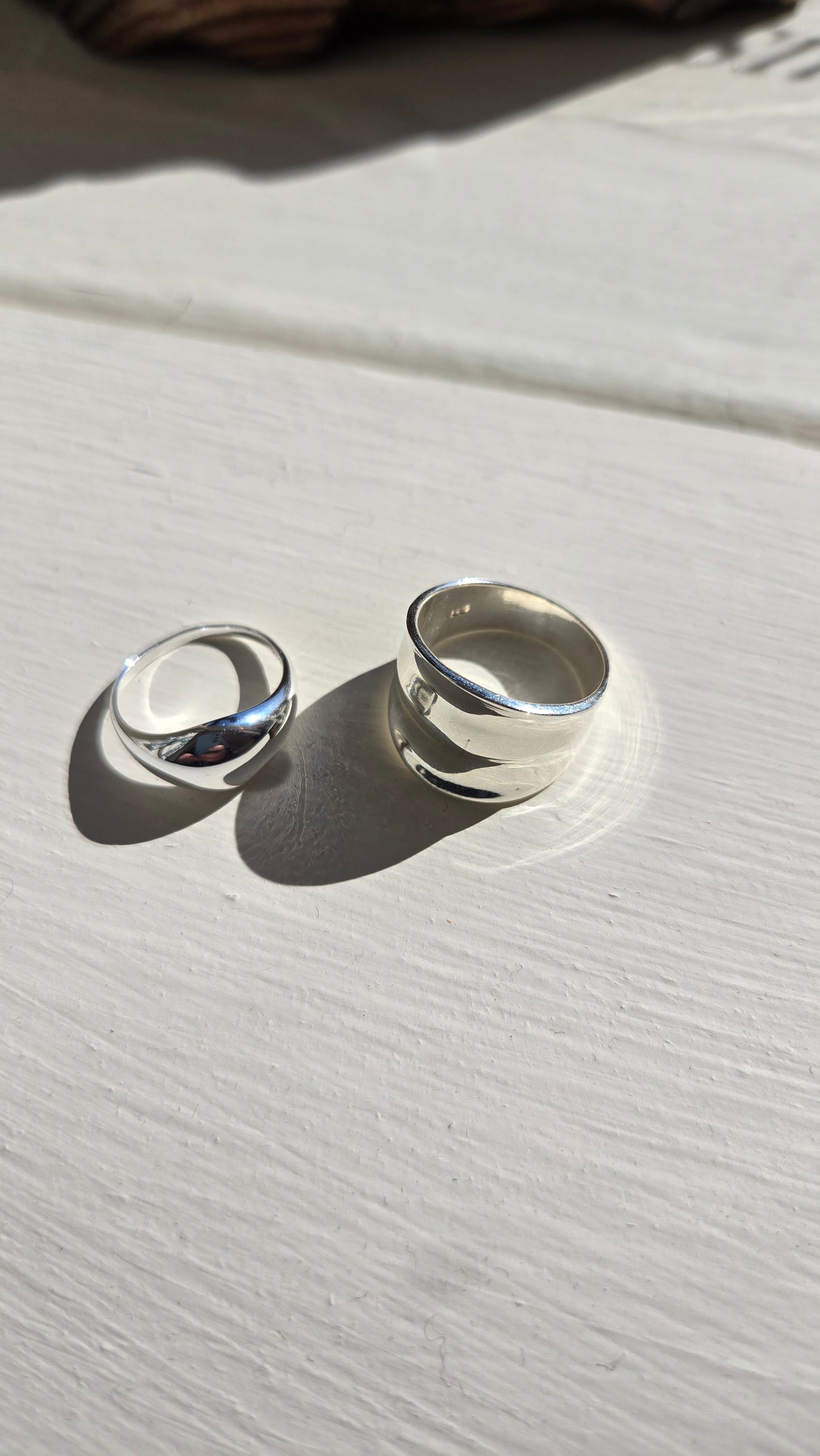 Silver Double Concave Statement Ring: 6