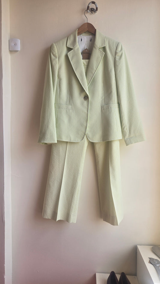 00s chartruese & white seersucker suit