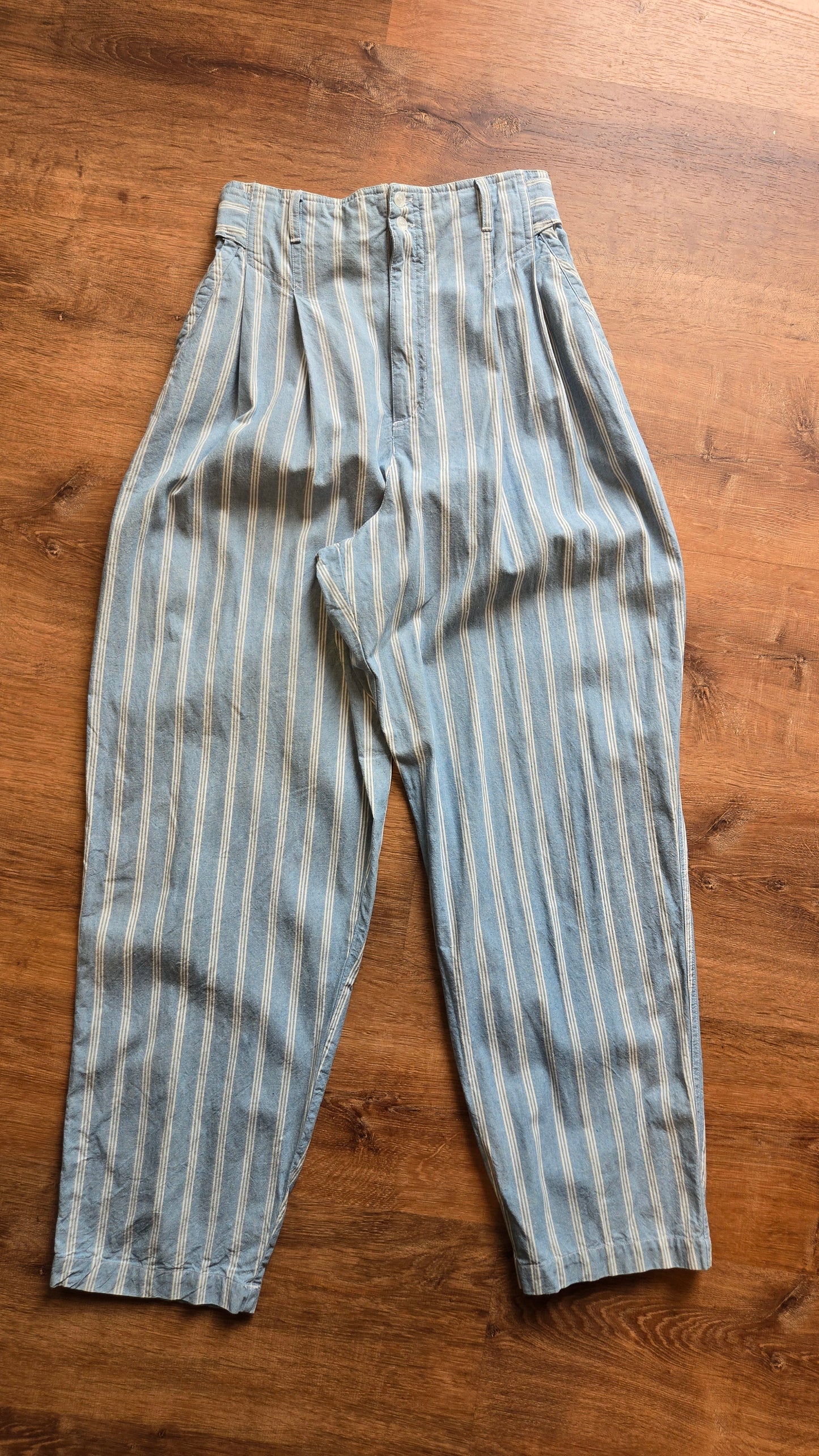 French Navy striped chambray pant set