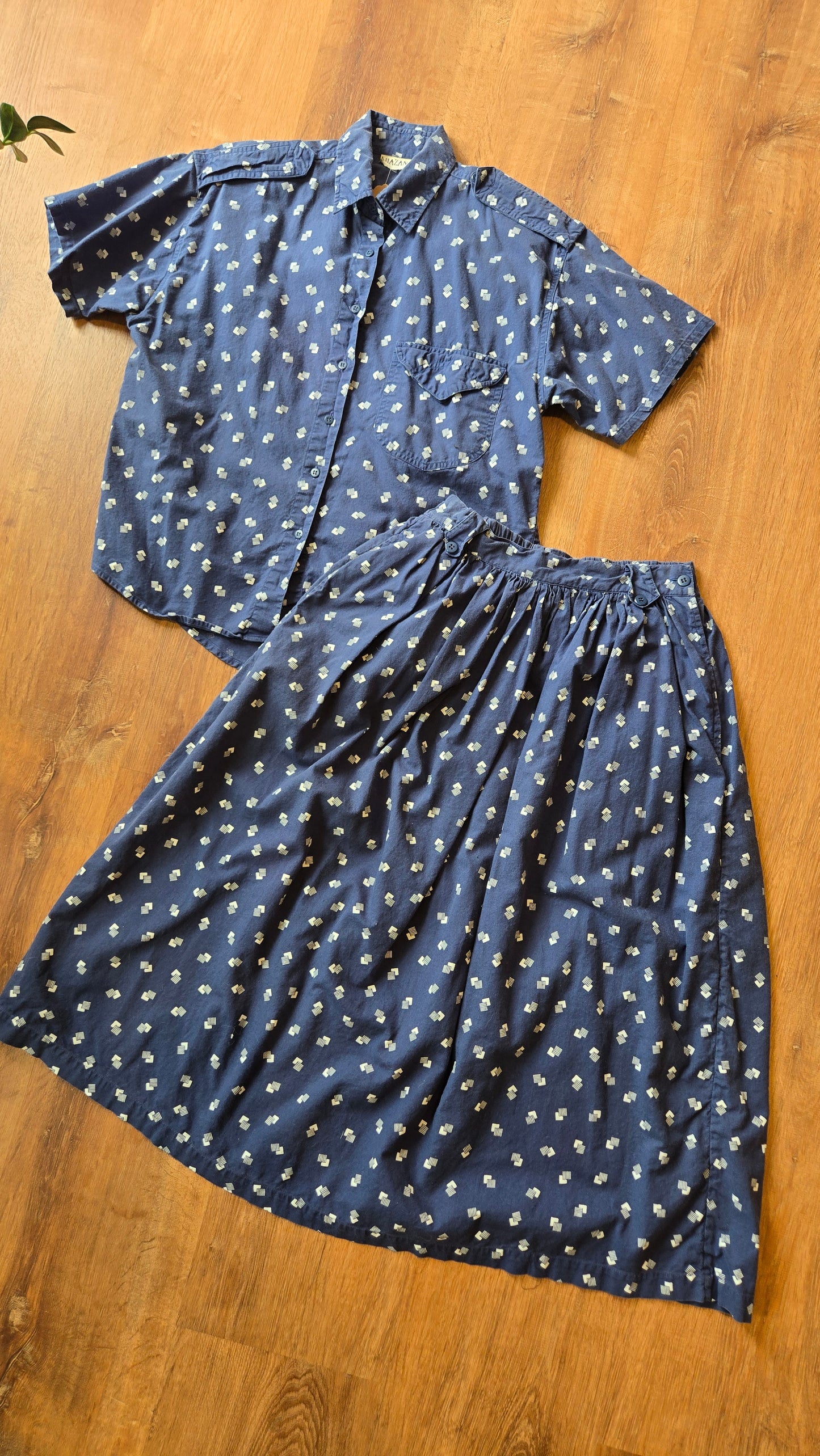 Khazana blue print skirt set