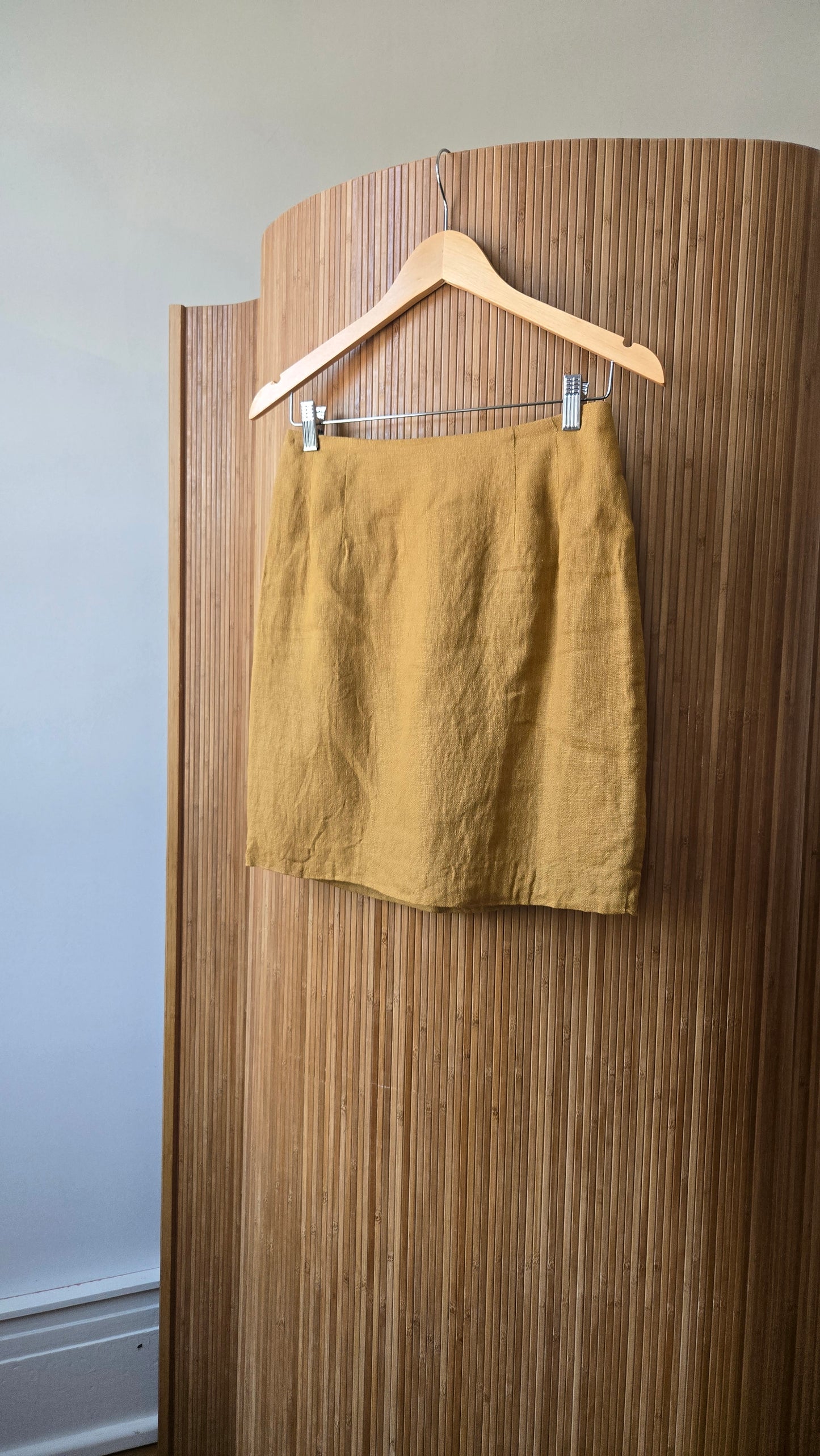 Luciano ochre linen skirt