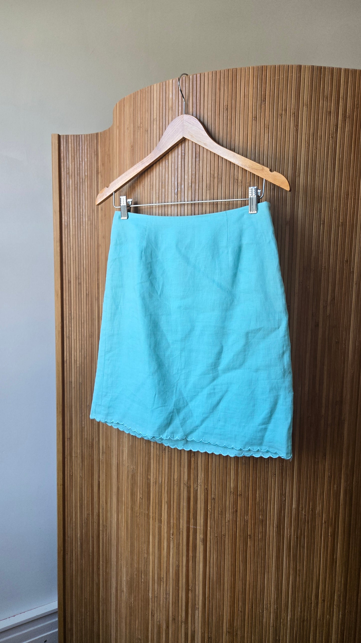 Grace sky blue linen scallop skirt