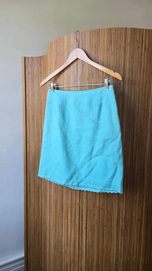 Grace sky blue linen scallop skirt