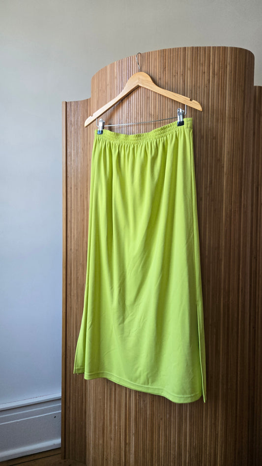 Stephanie Thomas chartreuse skirt