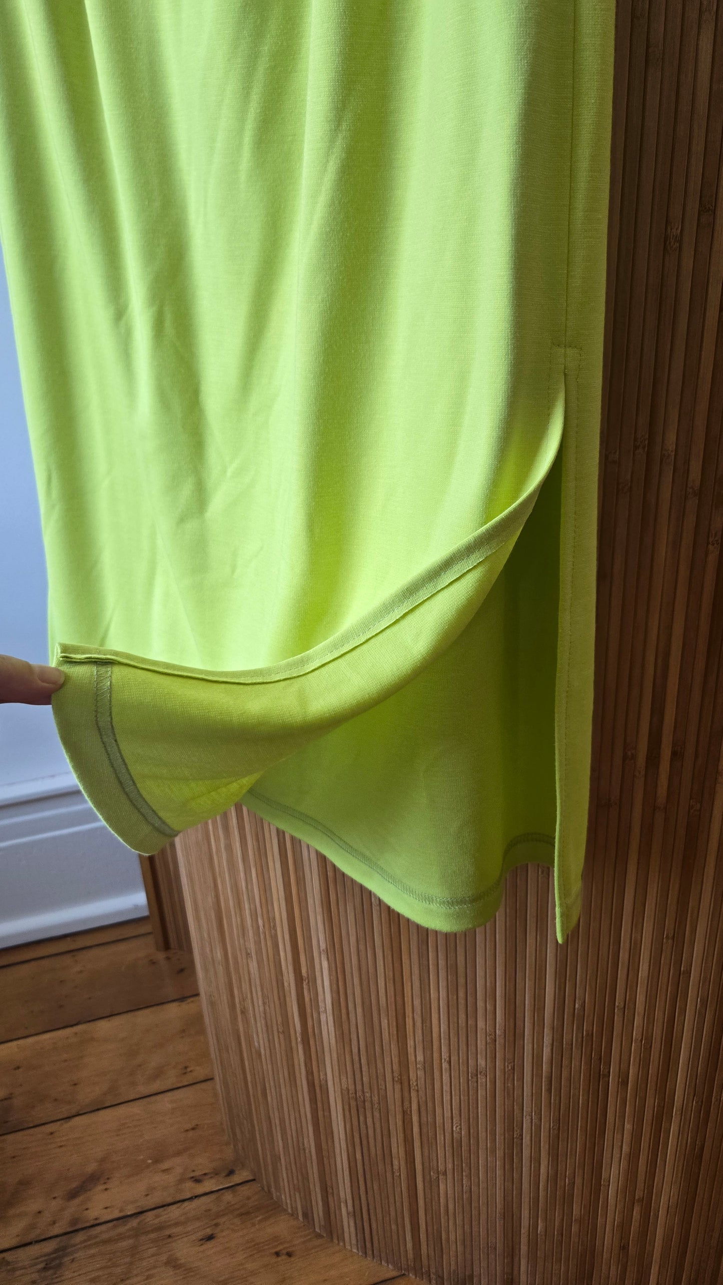Stephanie Thomas chartreuse skirt