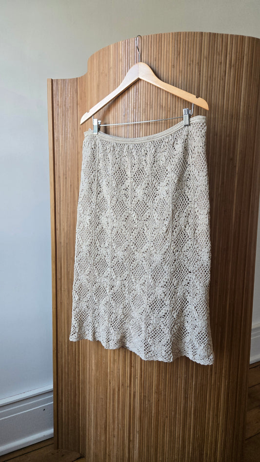 Beige crochet plus skirt