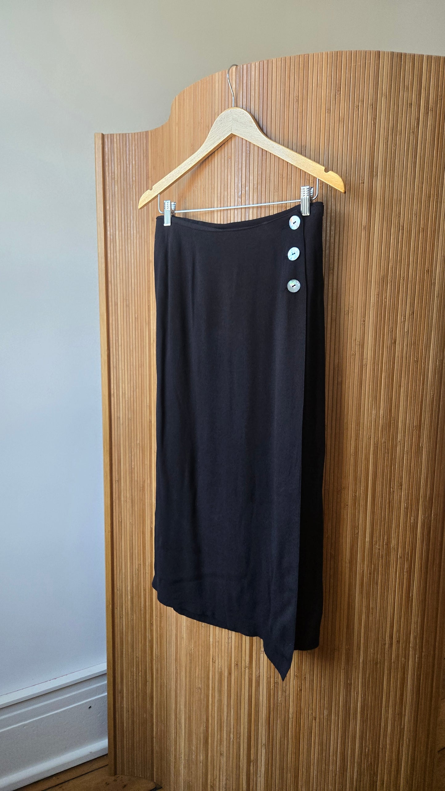 Kathryn black side button skirt