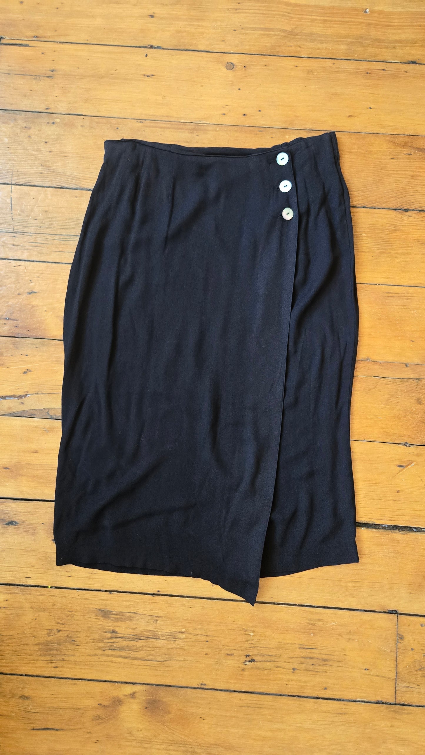Kathryn black side button skirt