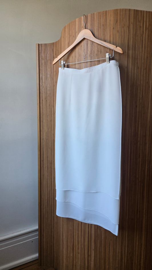 White layered chiffon skirt