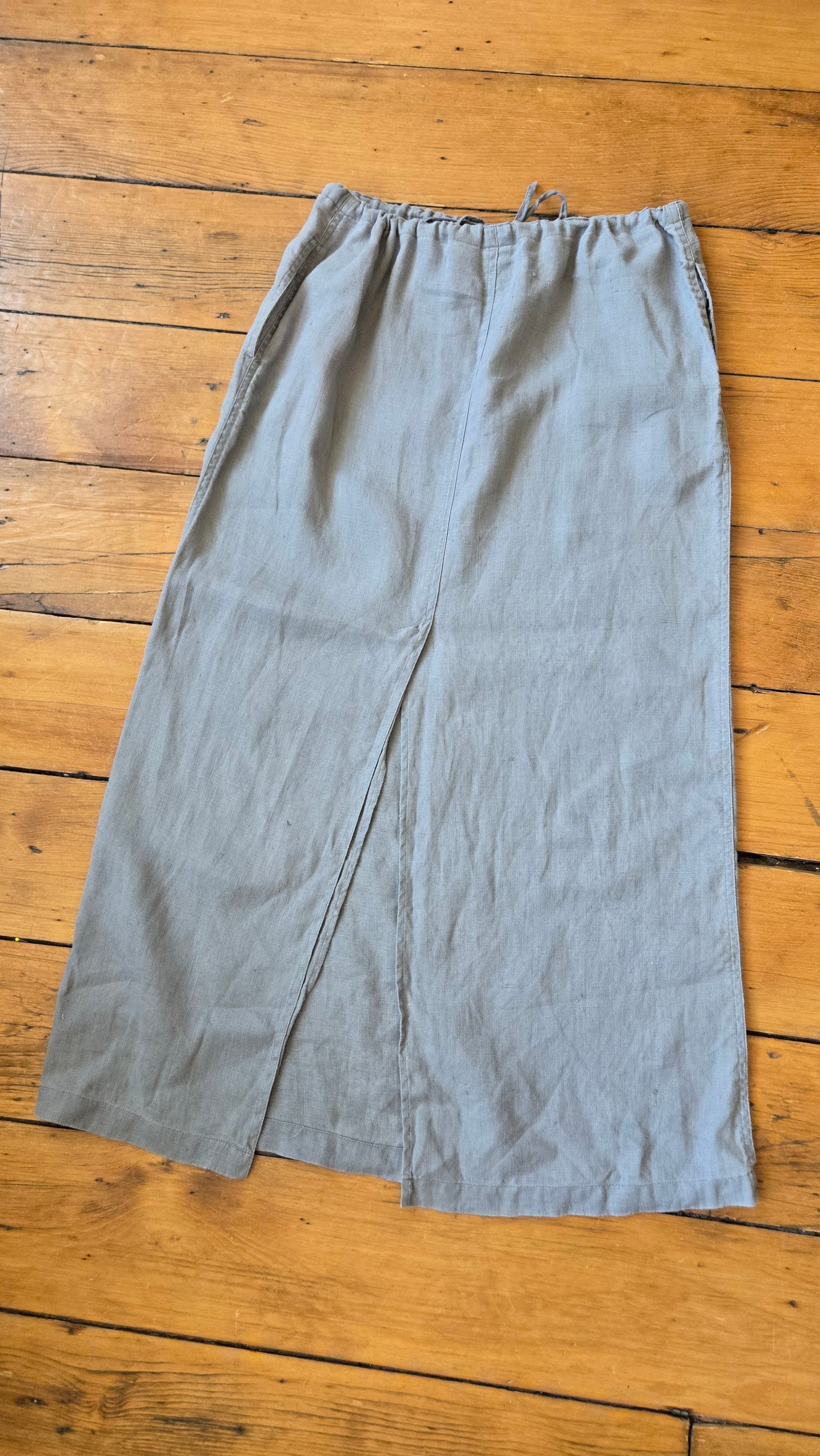 Gap grey linen skirt w pockets
