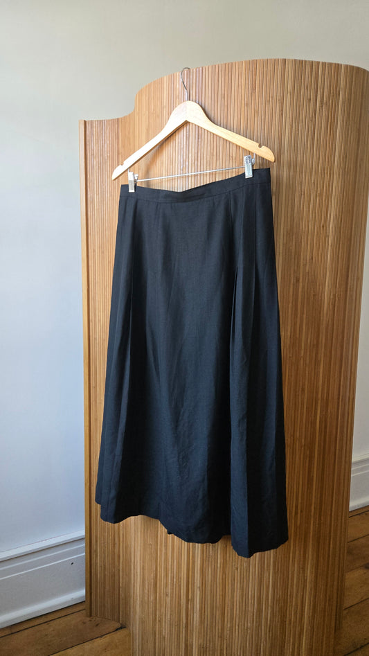 Talbots black pleated linen blend skirt